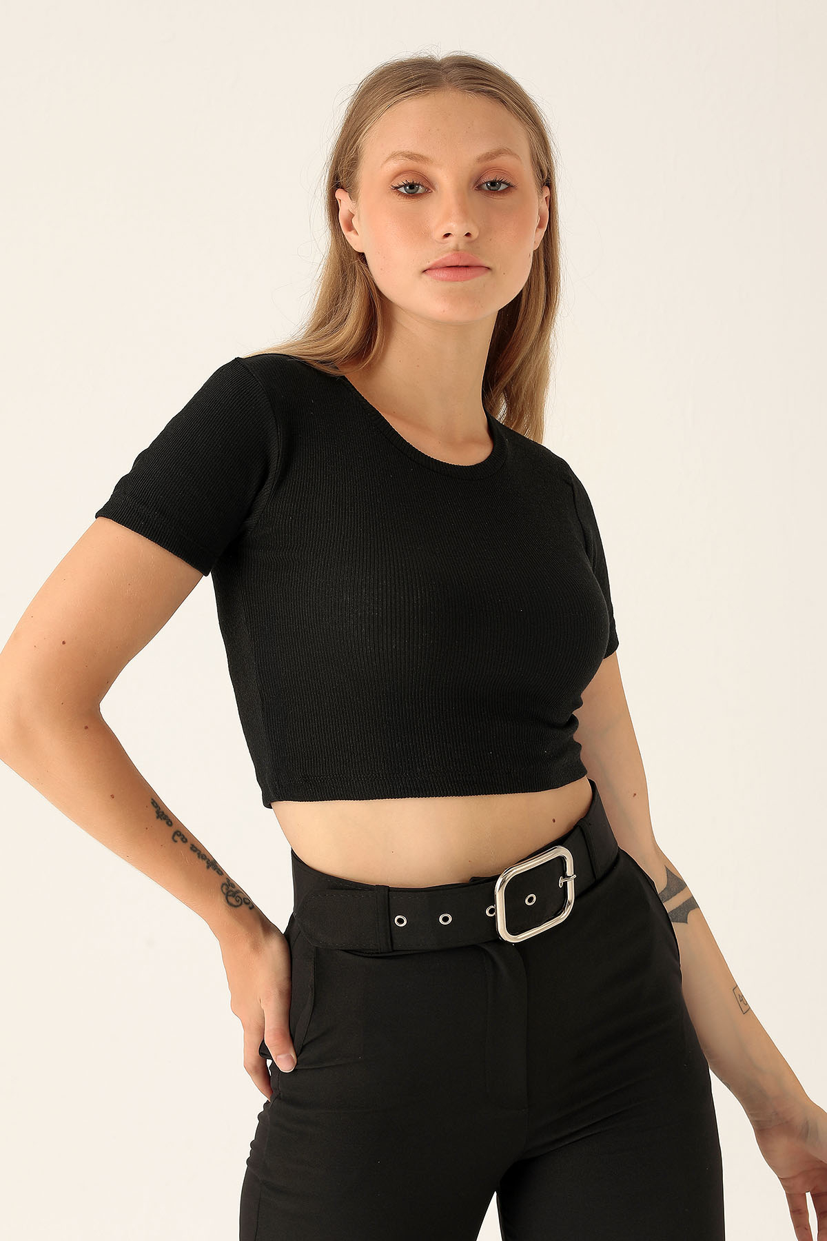 Bisiklet Yaka Bayan Bluz - 1405 Siyah - 2