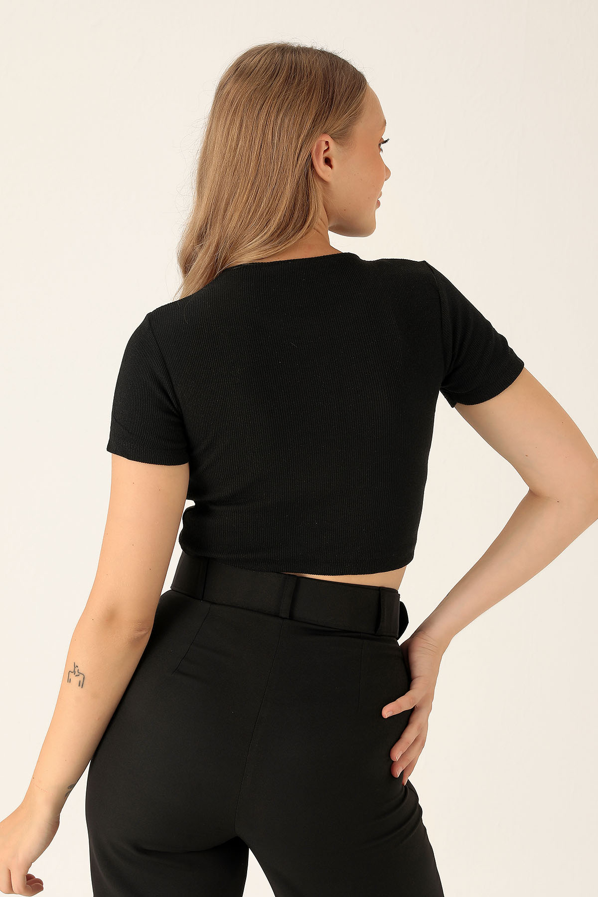 Bisiklet Yaka Bayan Bluz - 1405 Siyah - 3