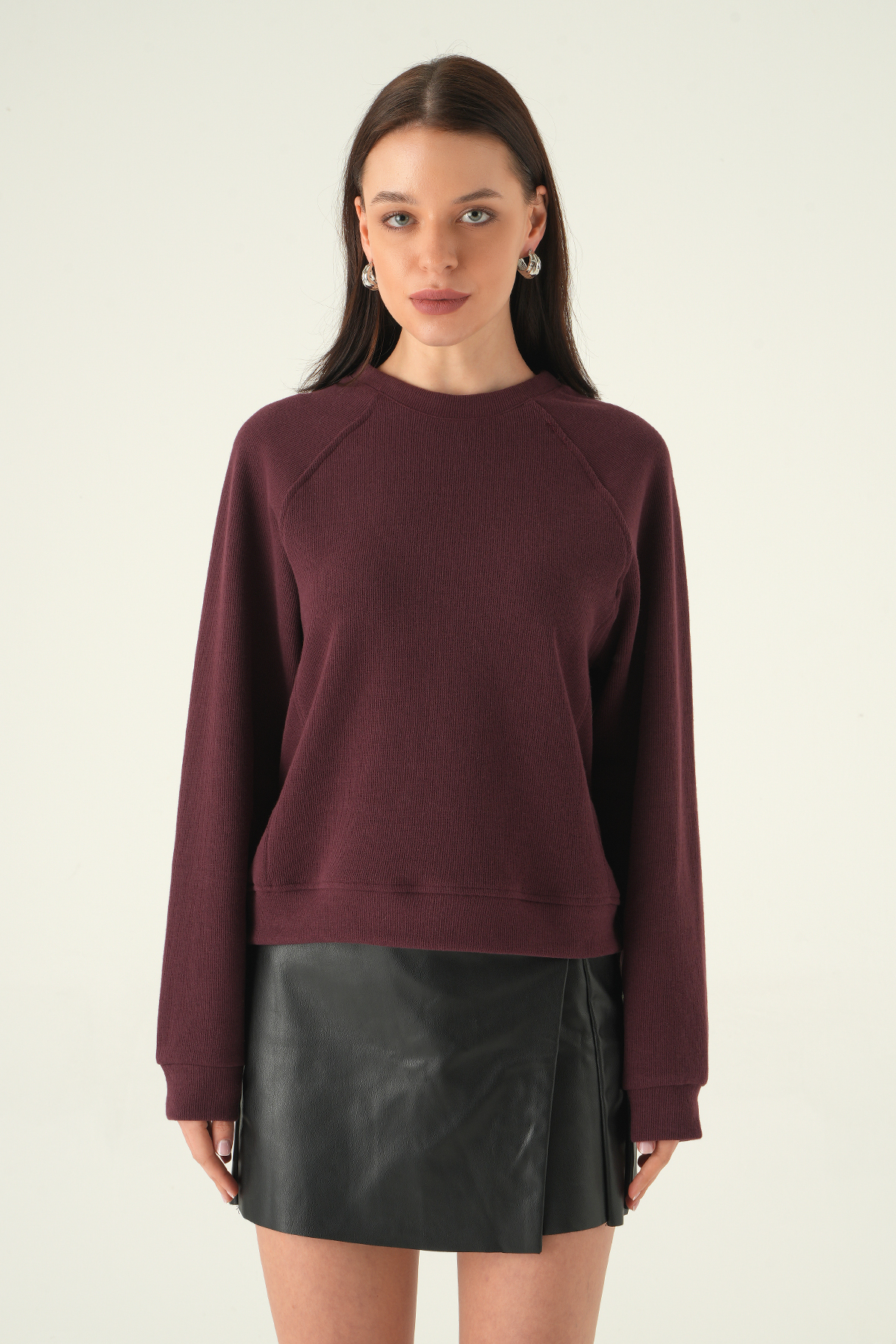 Bisiklet Yaka Kazak Mürdüm 8271A - RAYS (1)