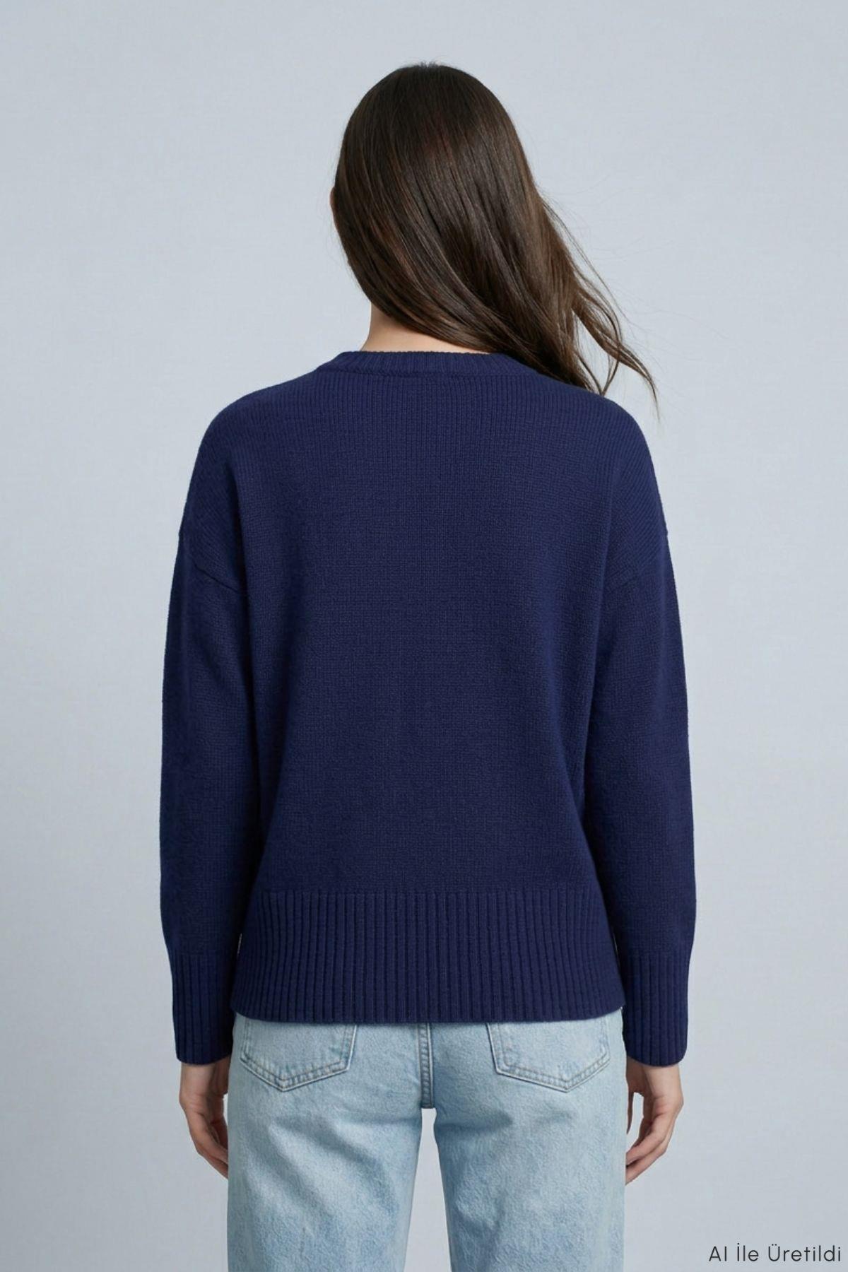 Bisiklet Yaka Oversize Triko Kazak 2521 Laci - 3