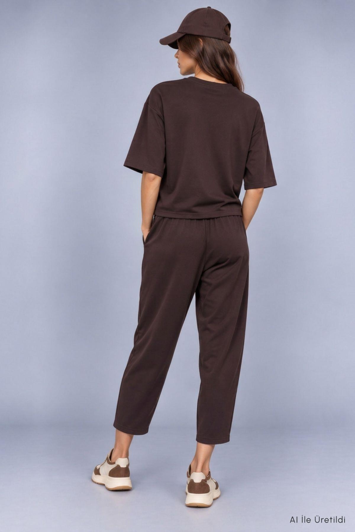 Bisiklet Yaka Pantolon Takım 8749A Kahve - RAYS