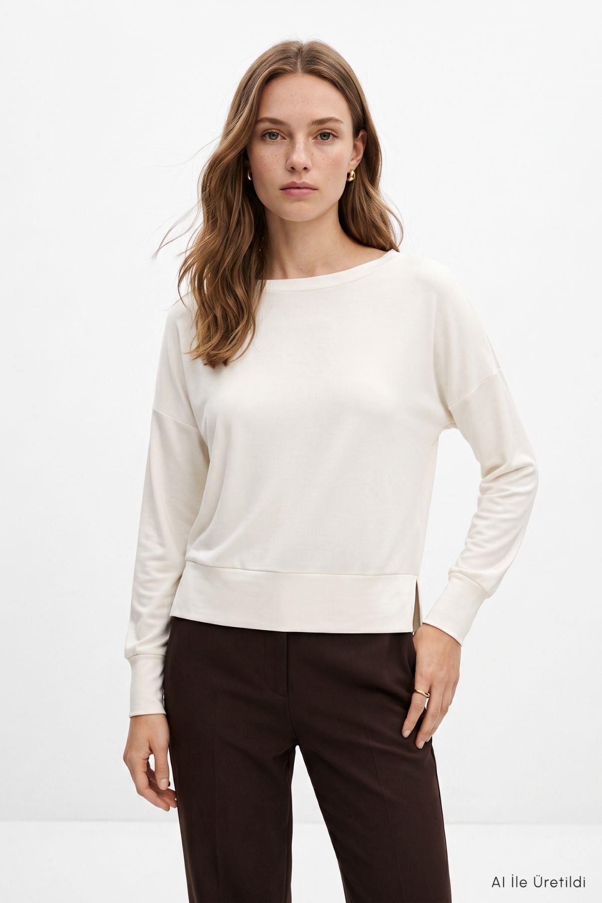 Bisiklet Yaka Sweat 8307A Ekru - RAYS (1)