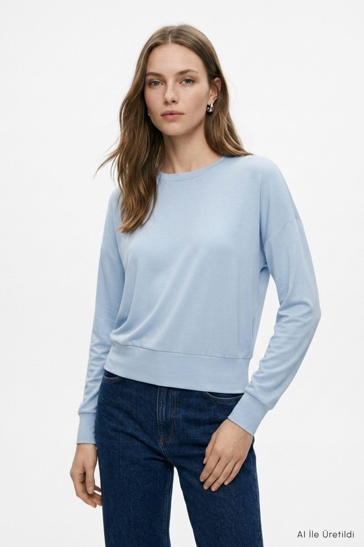 Bisiklet Yaka Sweat 8307A Mavi - RAYS