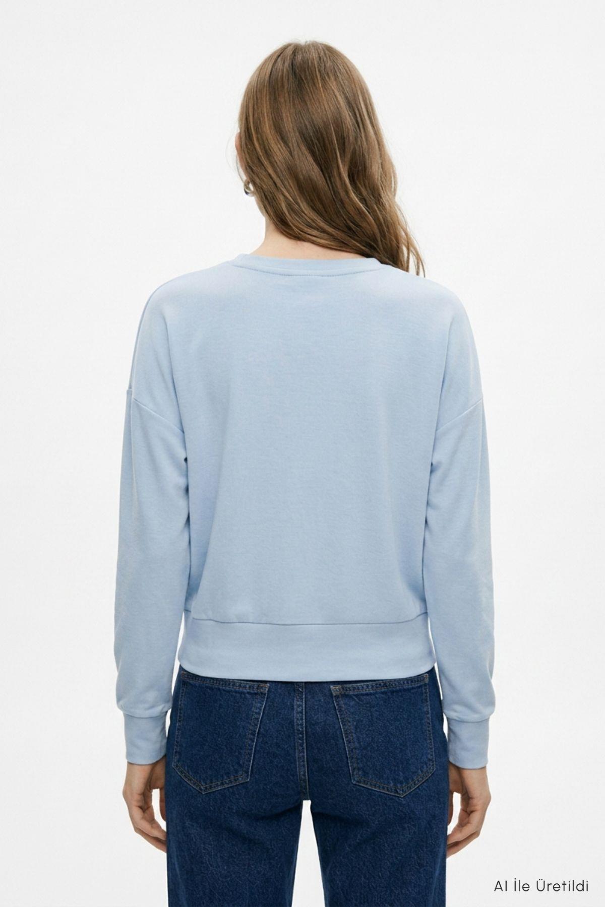 Bisiklet Yaka Sweat 8307A Mavi - 3