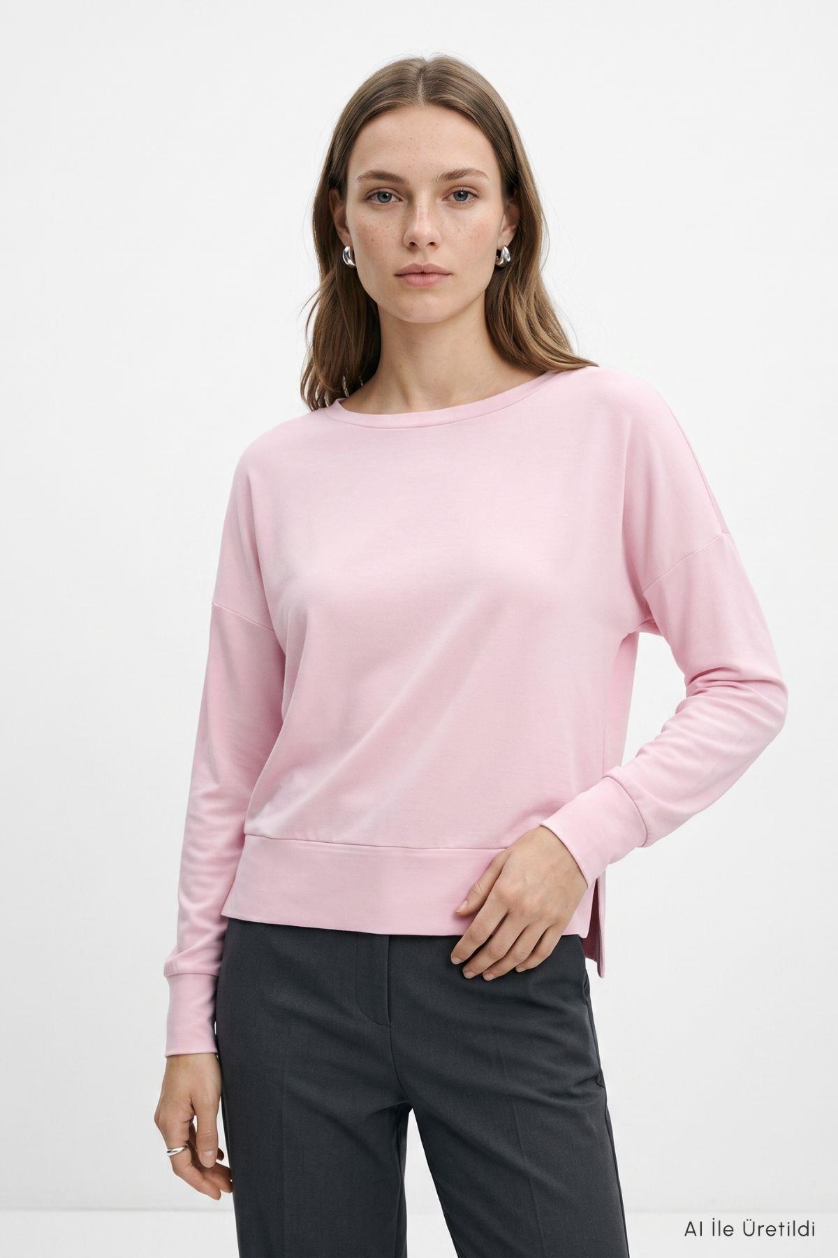 Bisiklet Yaka Sweat 8307A Pembe - RAYS (1)