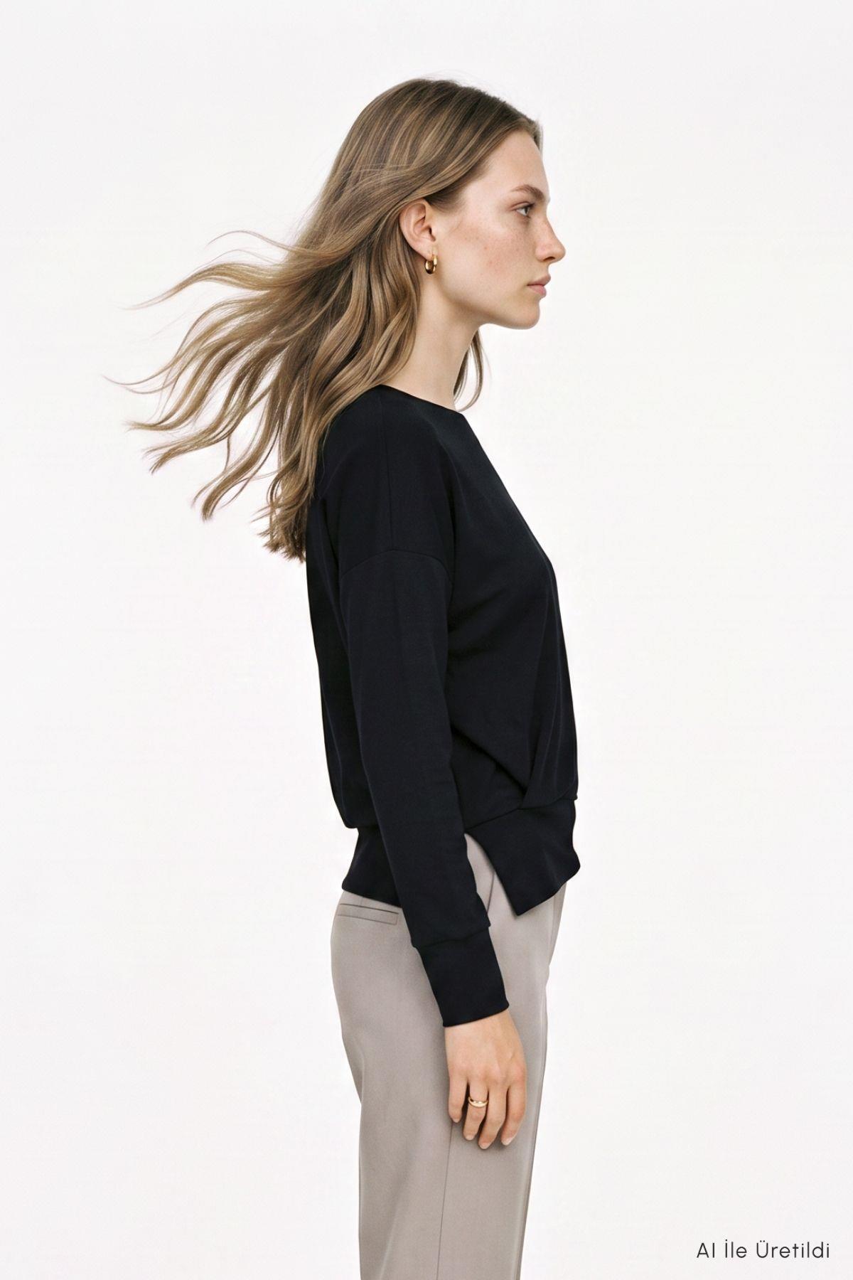 Bisiklet Yaka Sweat 8307A Siyah - RAYS (1)