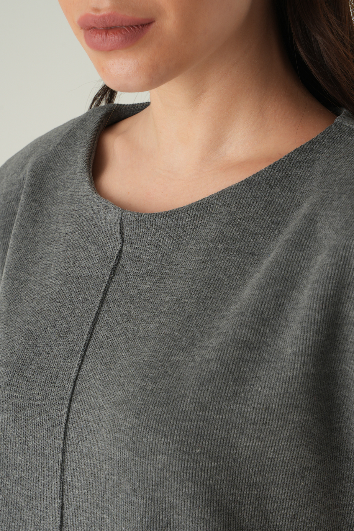 Bisiklet Yaka Tişört Antrasit 3105A - 4