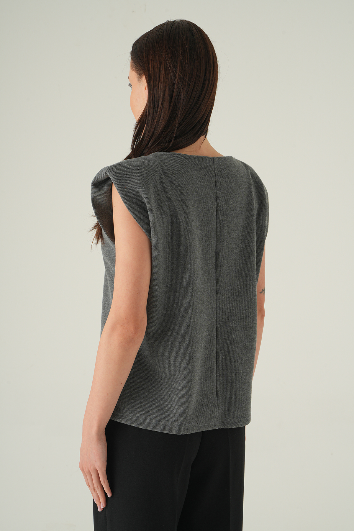 Bisiklet Yaka Tişört Antrasit 3105A - 5