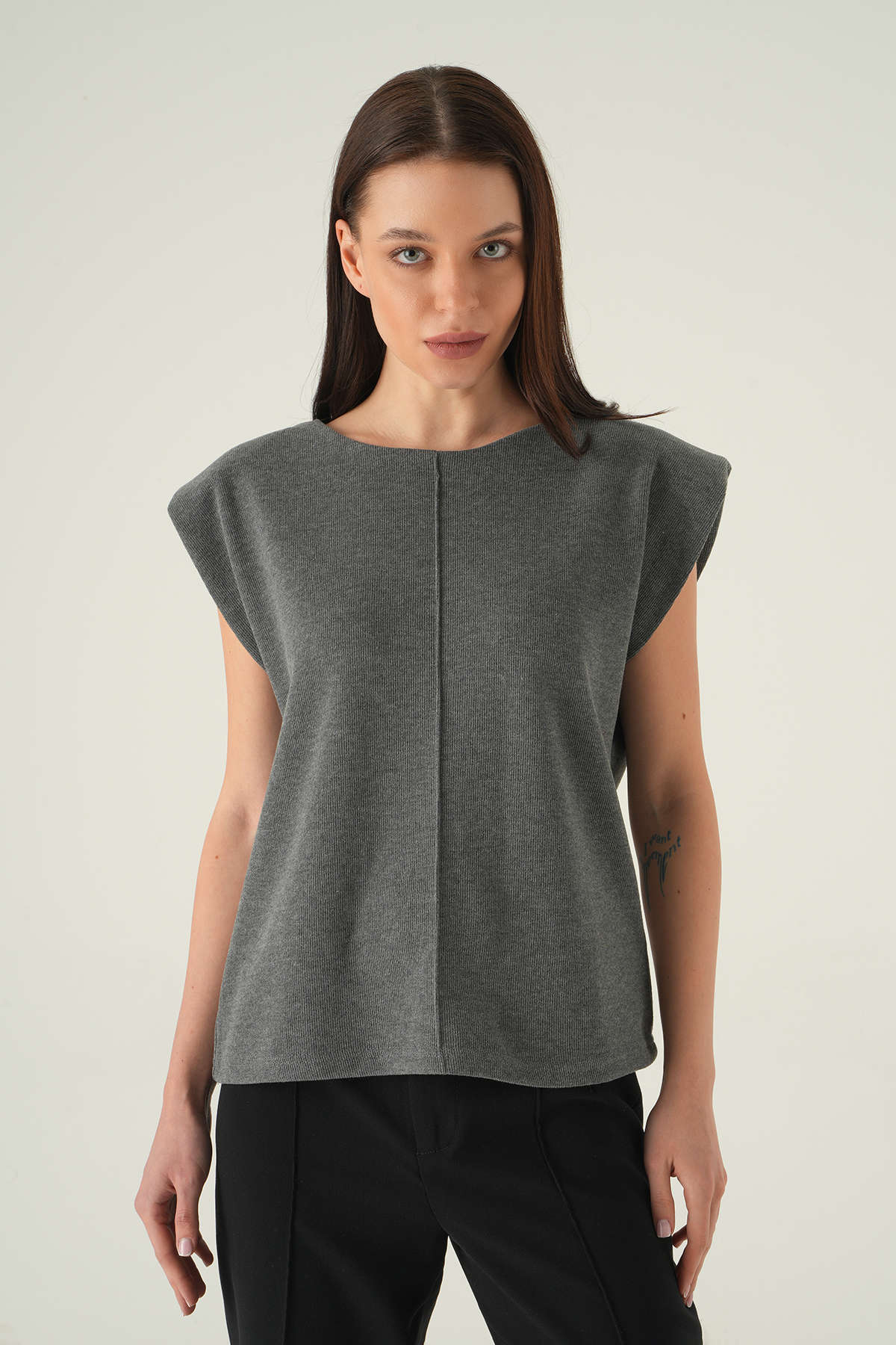 Bisiklet Yaka Tişört Antrasit 3105A - RAYS