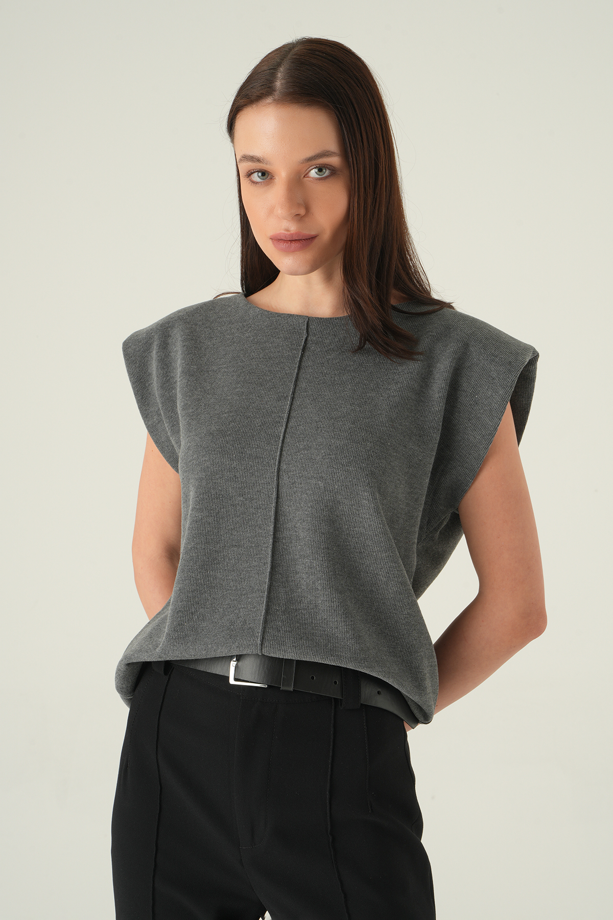 Bisiklet Yaka Tişört Antrasit 3105A - RAYS