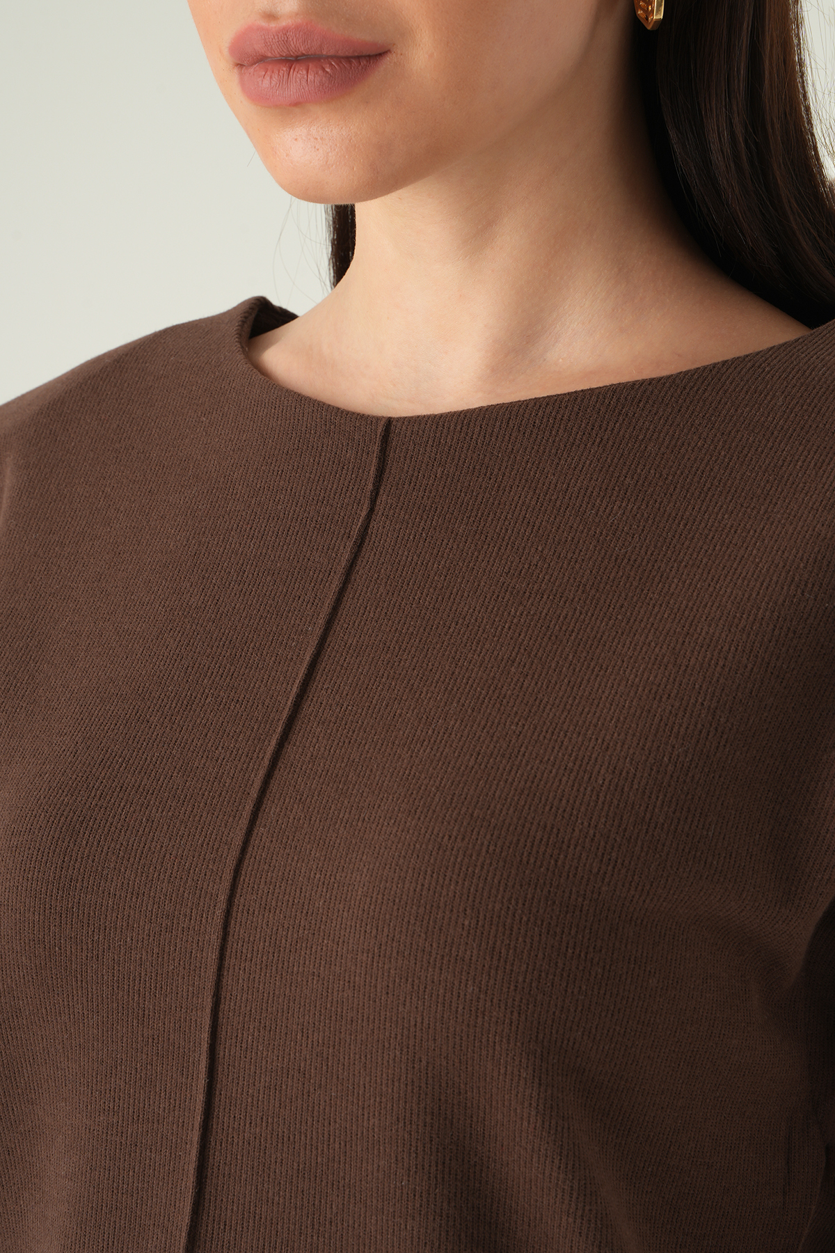 Bisiklet Yaka Tişört Kahve 3105A - 4