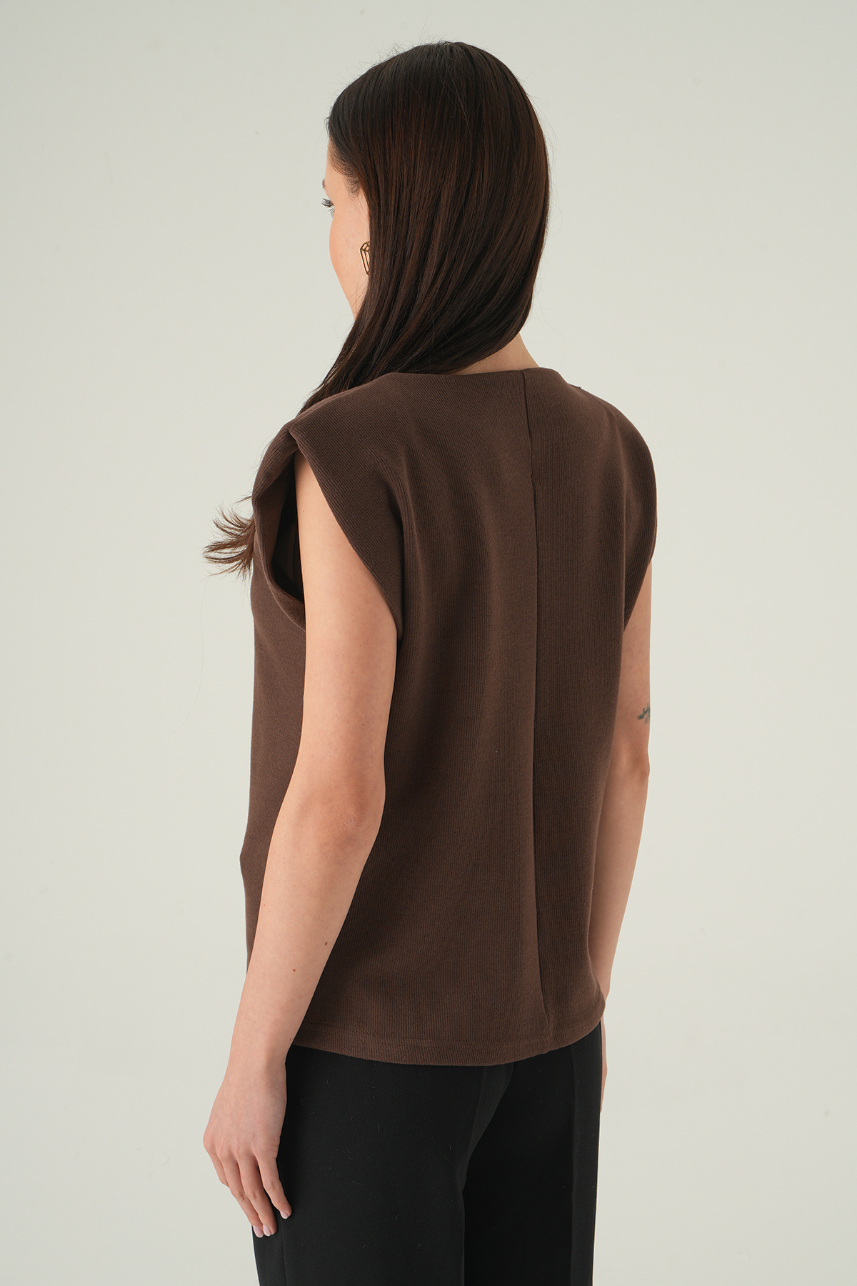 Bisiklet Yaka Tişört Kahve 3105A - 5