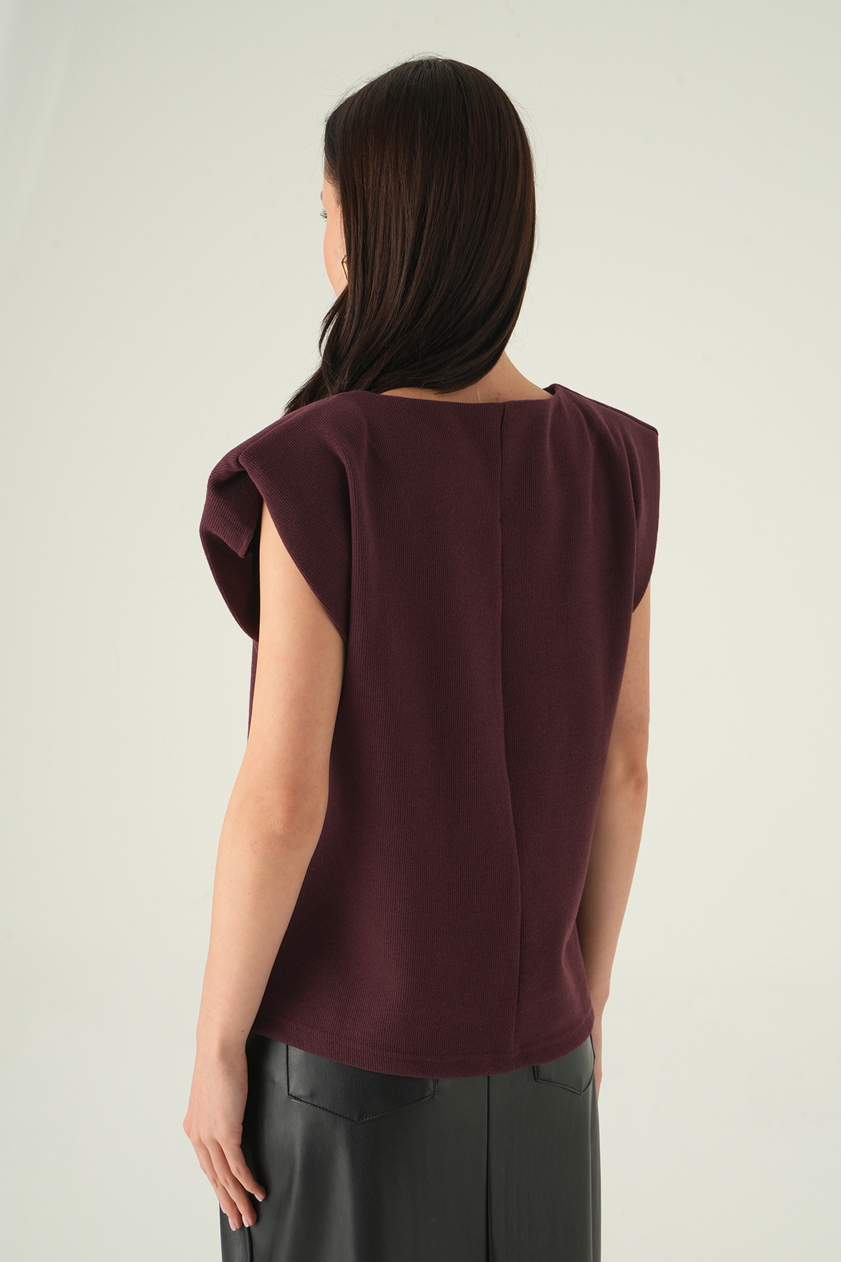 Bisiklet Yaka Tişört Mürdüm 3105A - 5