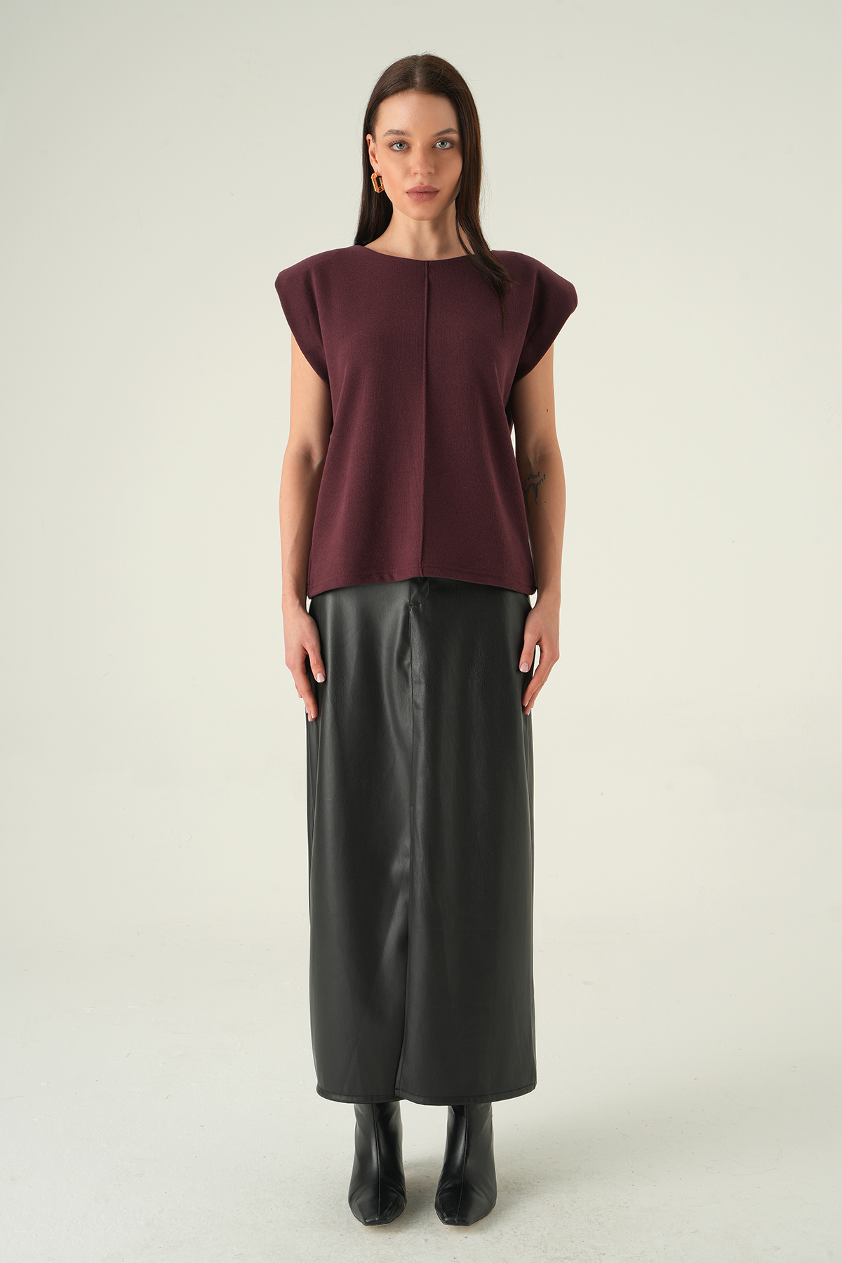 Bisiklet Yaka Tişört Mürdüm 3105A - RAYS