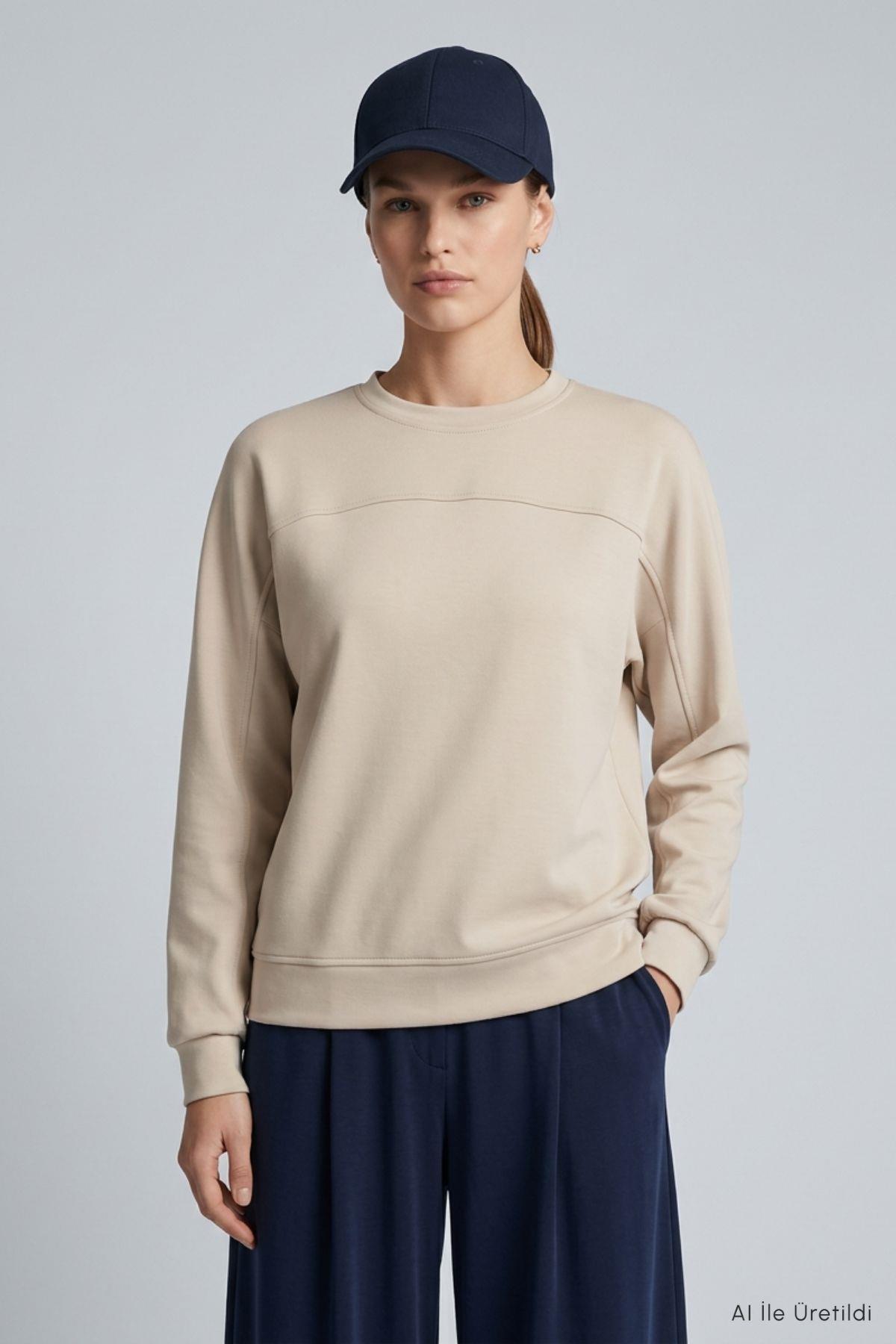 Bisiklet Yaka Tunik 8203A Bej - RAYS