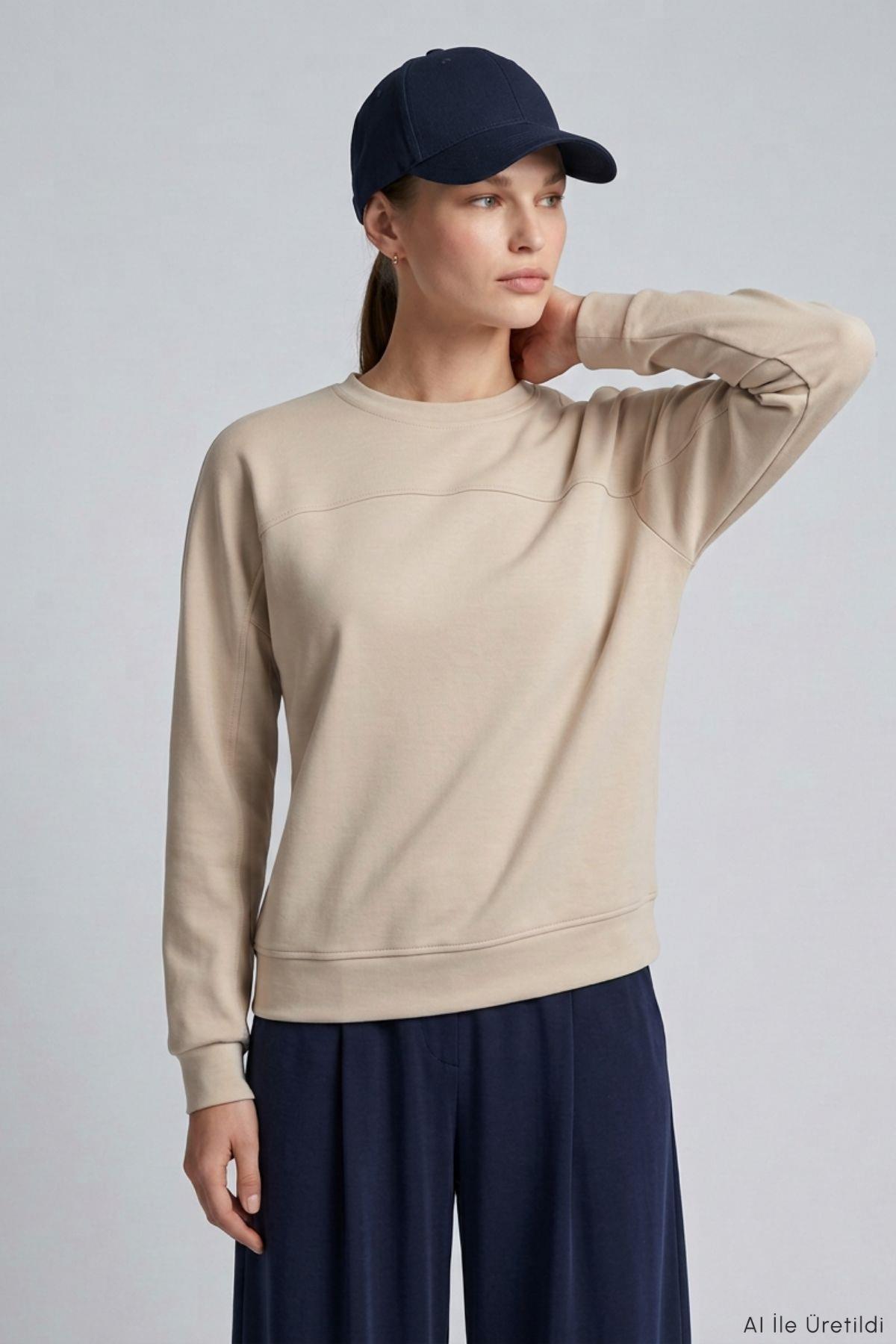 Bisiklet Yaka Tunik 8203A Bej - RAYS