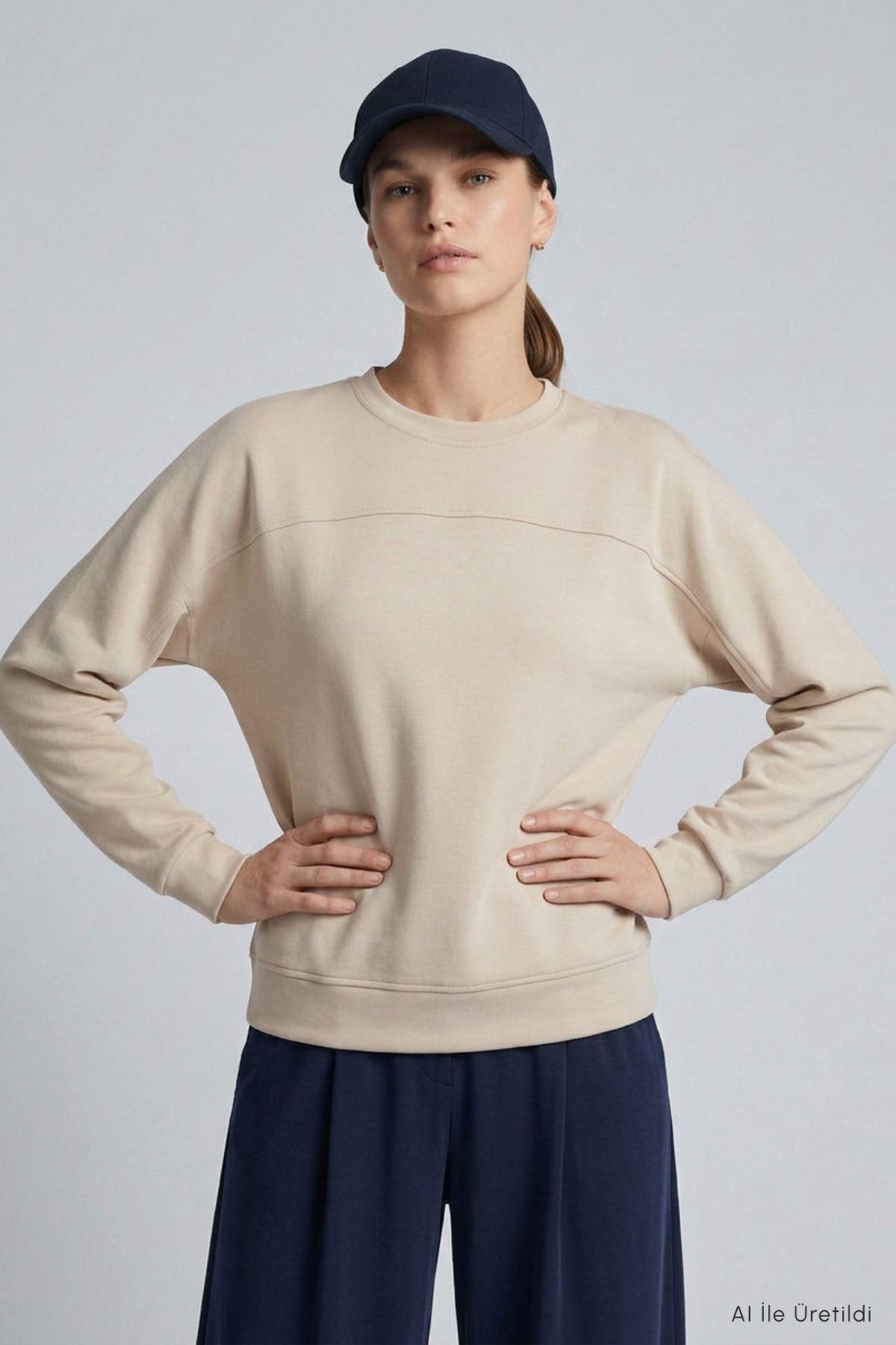 Bisiklet Yaka Tunik 8203A Bej - RAYS