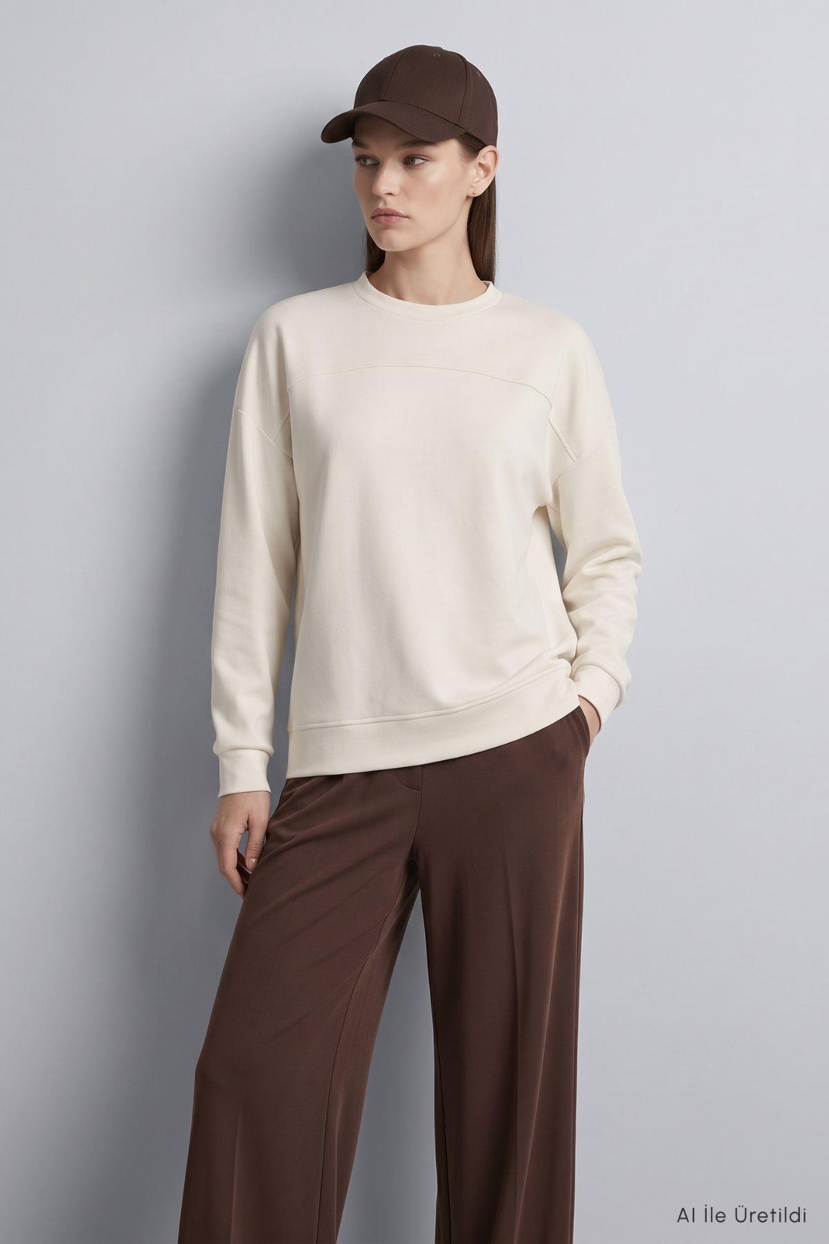 Bisiklet Yaka Tunik 8203A Ekru - RAYS