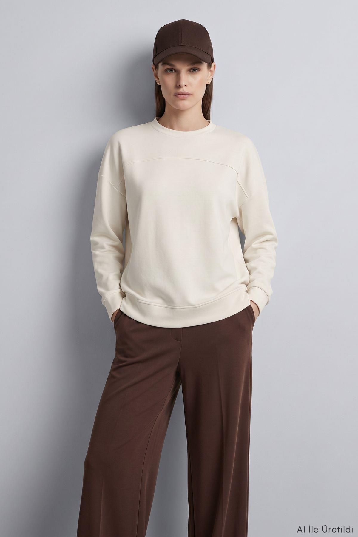 Bisiklet Yaka Tunik 8203A Ekru - RAYS