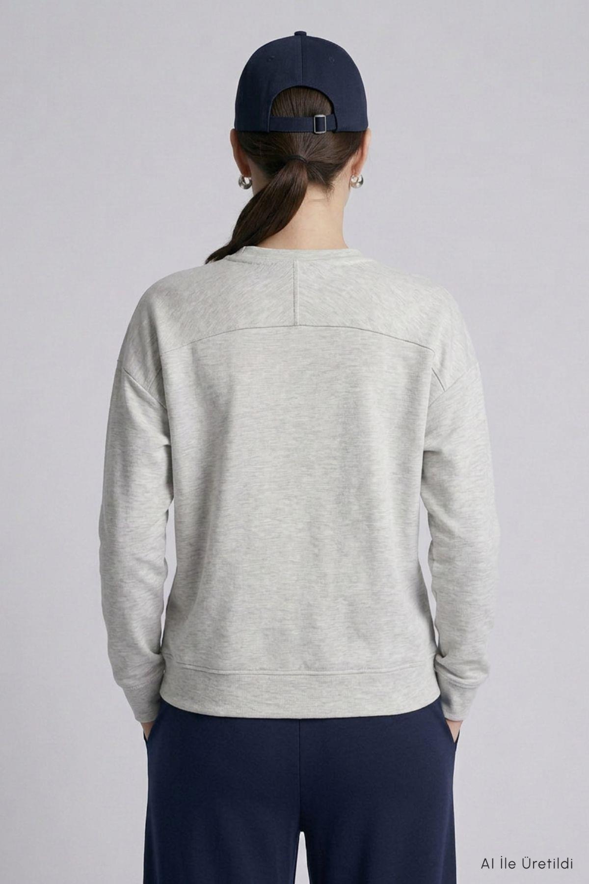Bisiklet Yaka Tunik 8203A Gri Melanj - RAYS