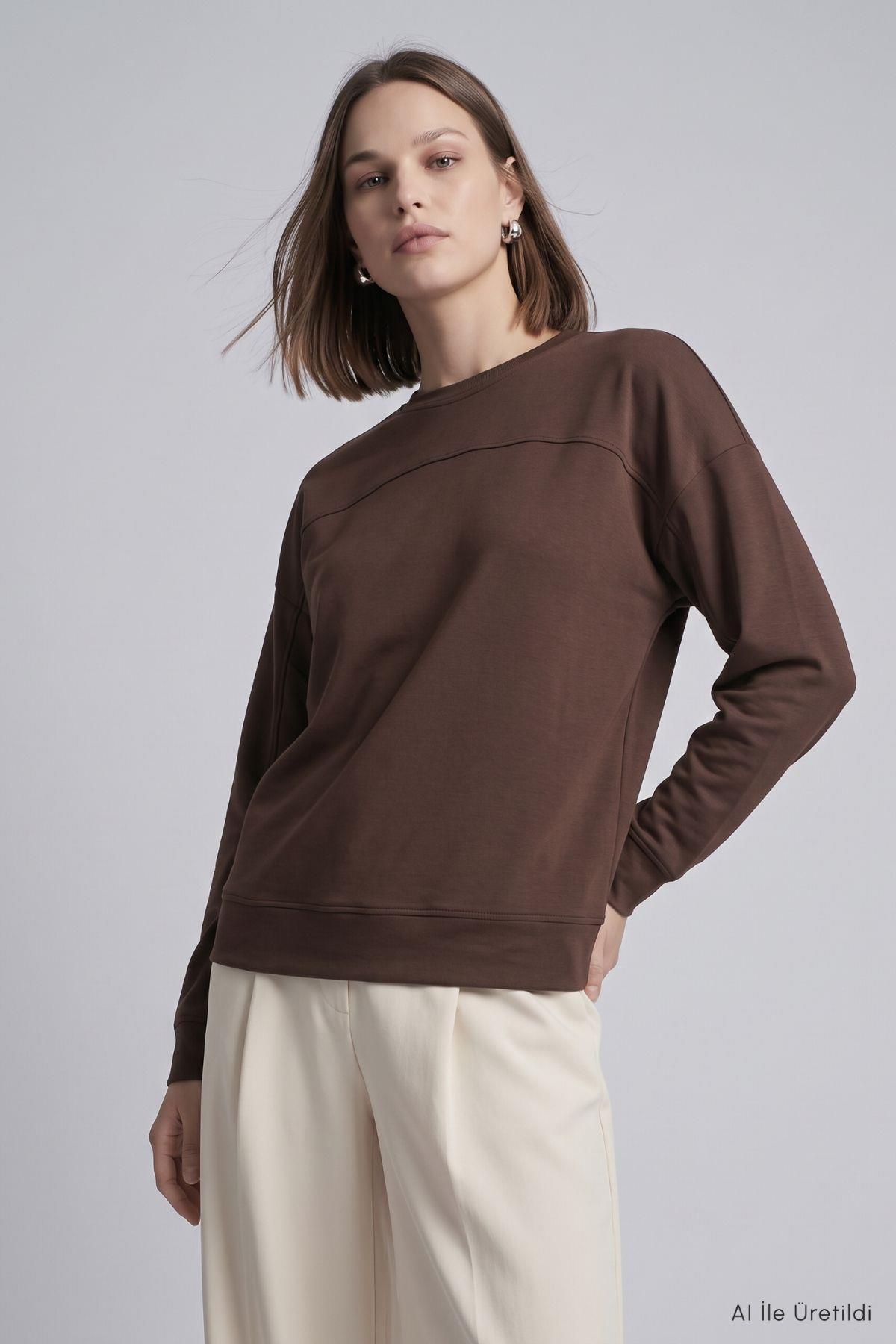 Bisiklet Yaka Tunik 8203A Kahve - 1