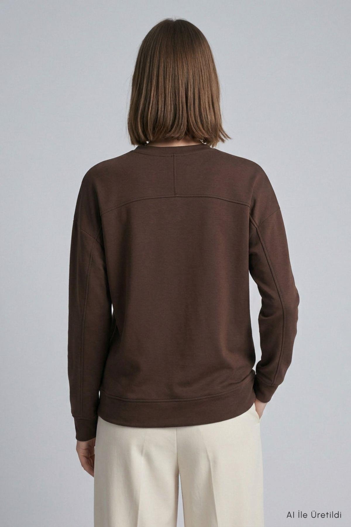 Bisiklet Yaka Tunik 8203A Kahve - 3