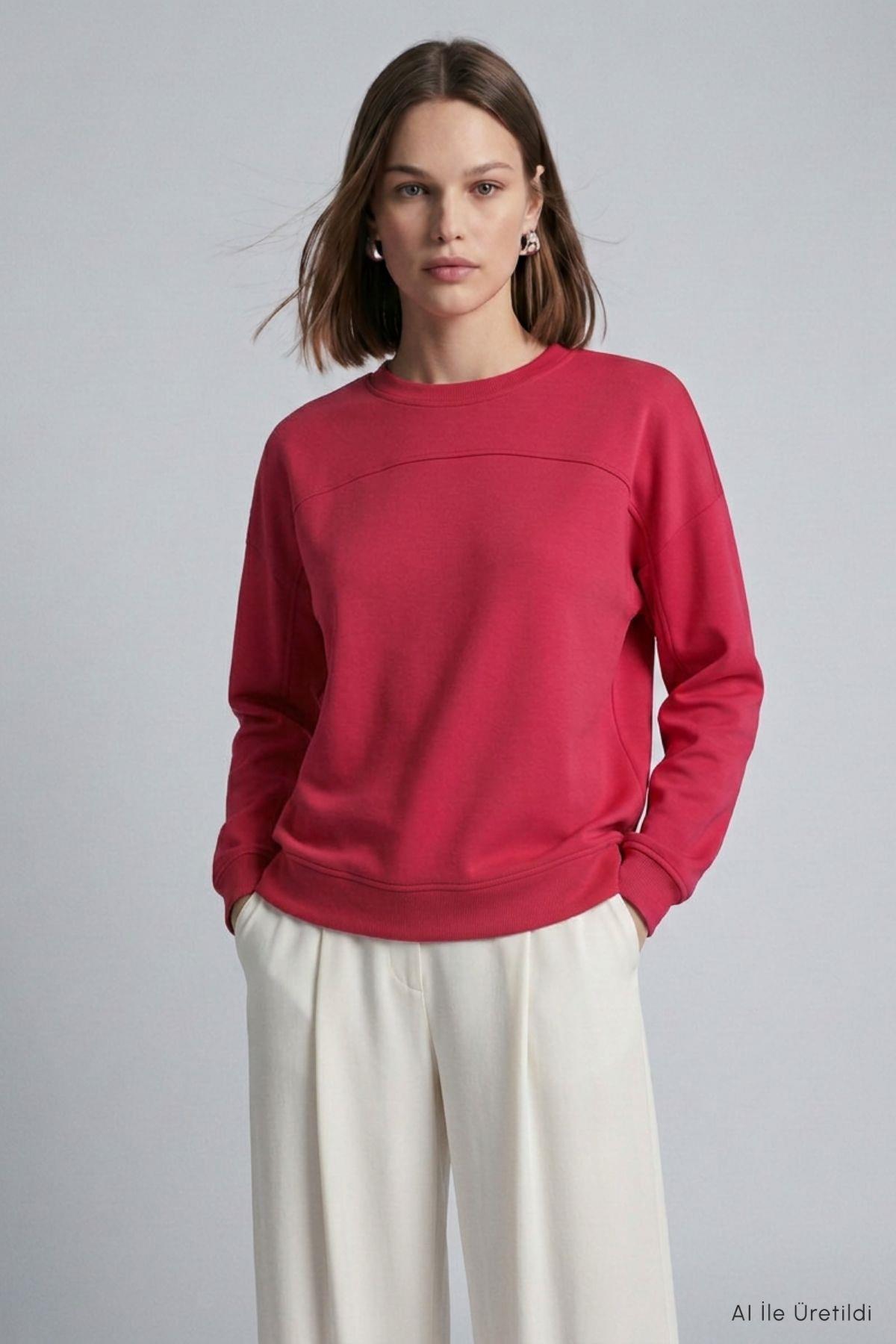 Bisiklet Yaka Tunik 8203A Kırmızı - RAYS