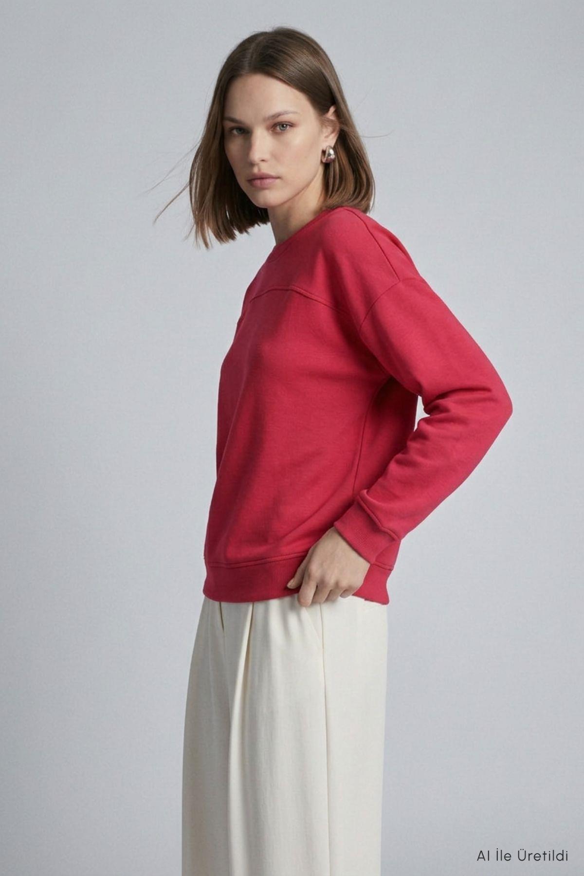 Bisiklet Yaka Tunik 8203A Kırmızı - RAYS