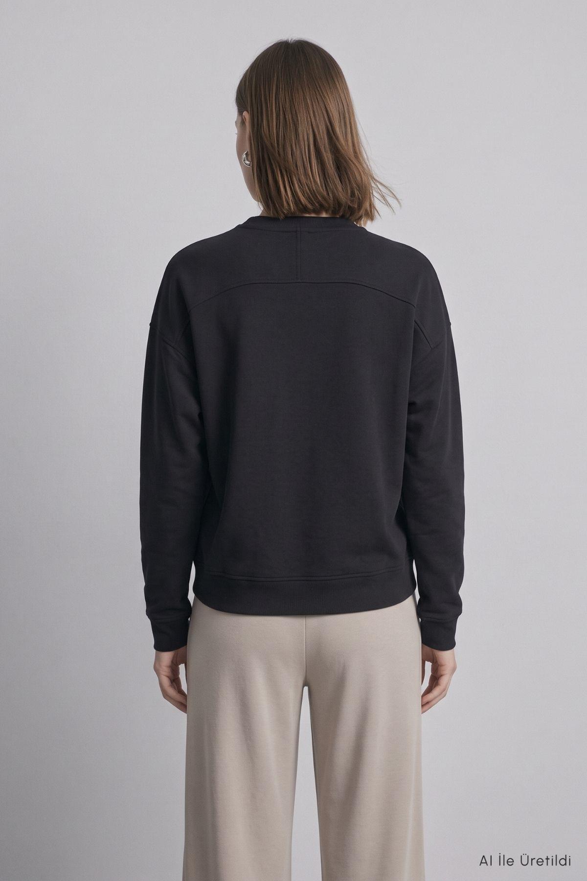 Bisiklet Yaka Tunik 8203A Siyah - RAYS