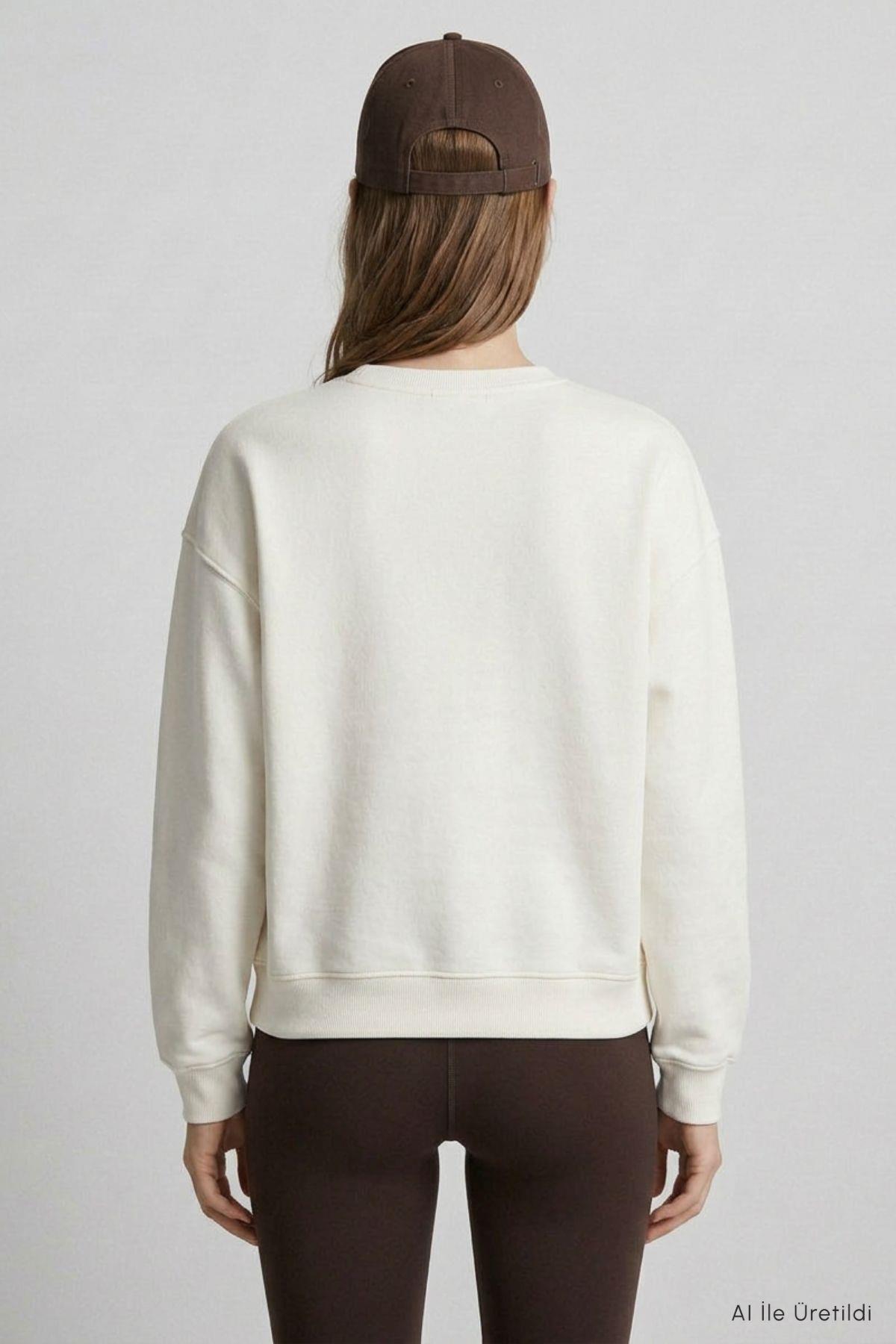 Bisiklet Yakalı Basic Oversize Sweatshirt 954 Ekru - RAYS