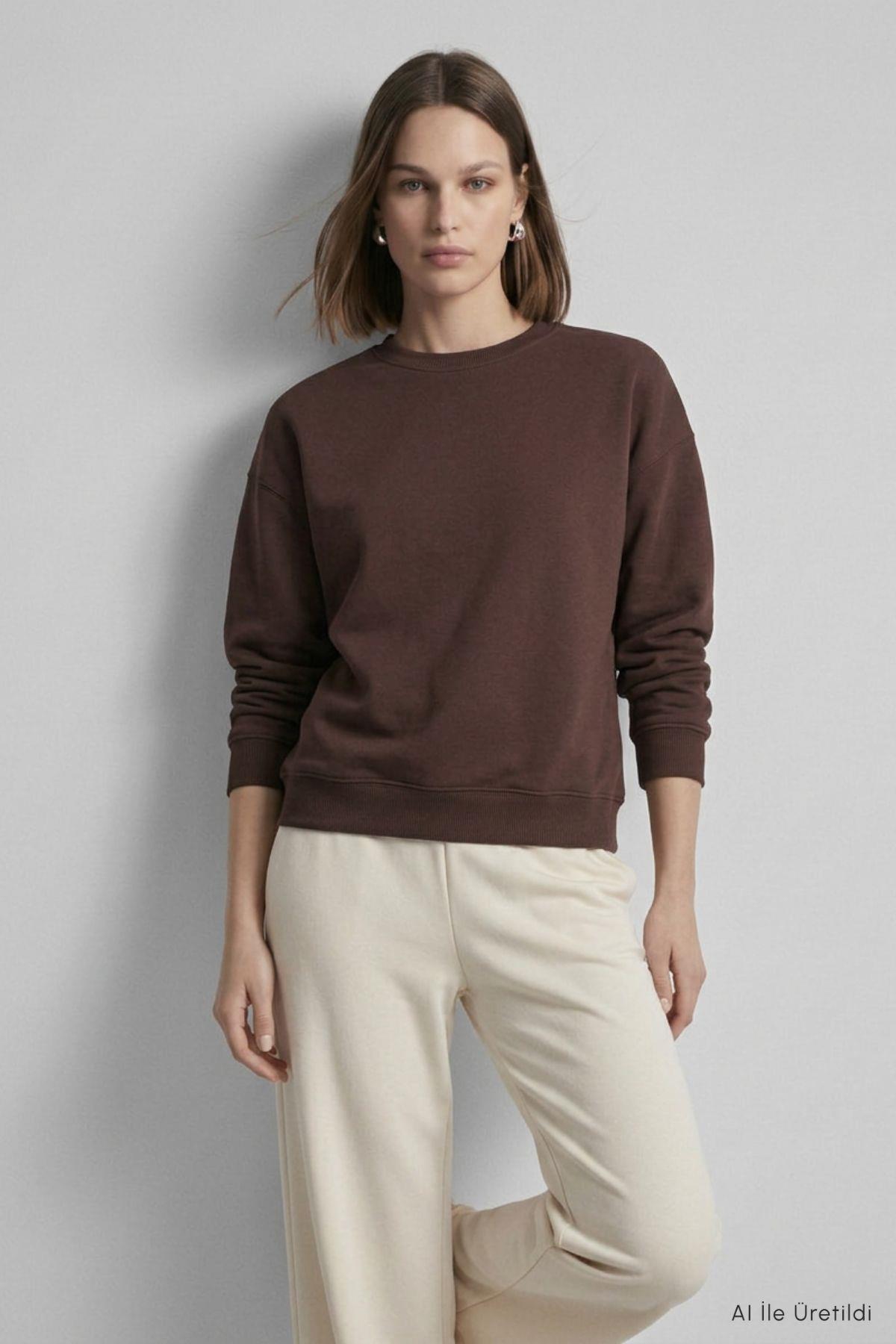 Bisiklet Yakalı Basic Oversize Sweatshirt 954 Kırmızı - RAYS
