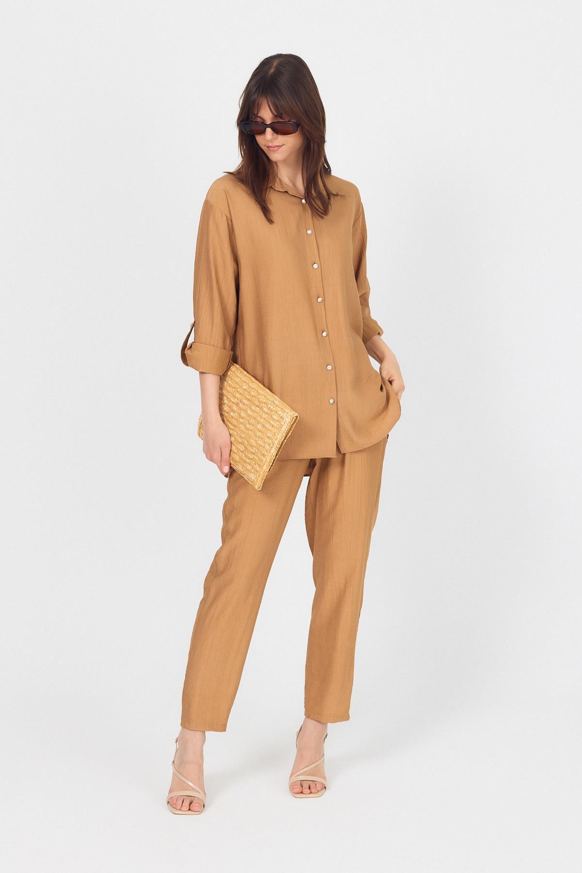 Bisküvi Dokuma Gömlek Pantolon İkili Takım 4607A - RAYS