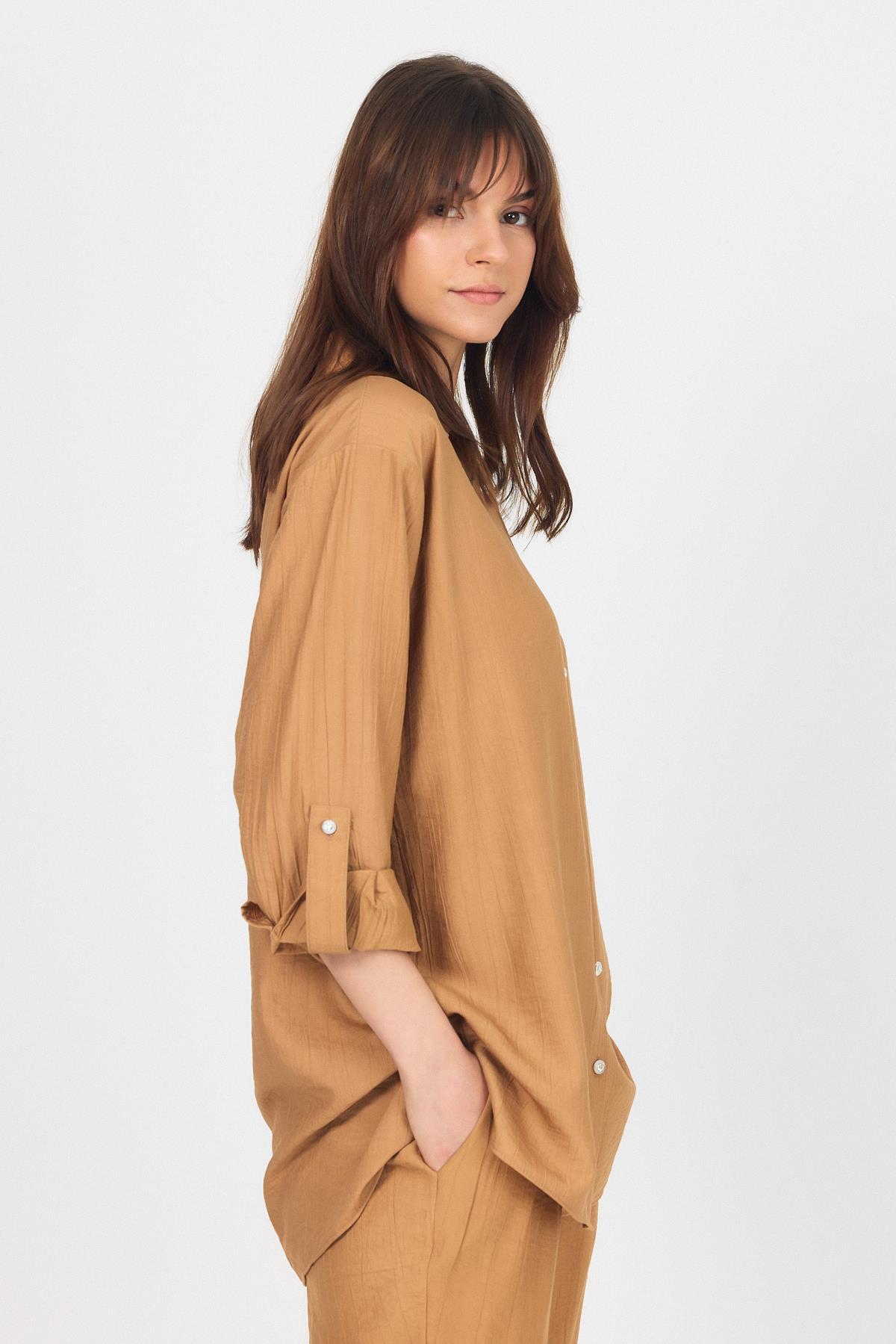 Bisküvi Dokuma Gömlek Pantolon İkili Takım 4607A - 4