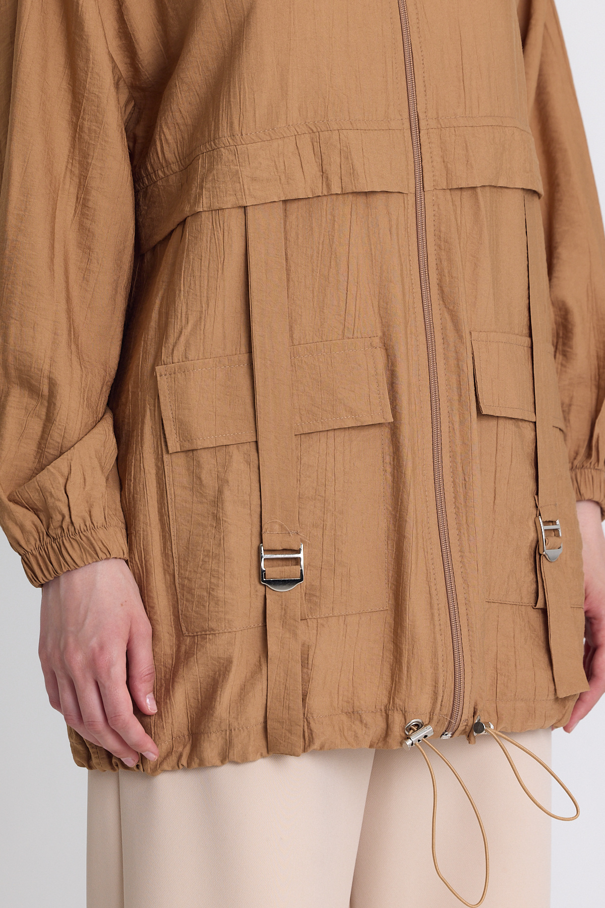 Bisküvi Kapüşonlu Cepli Fermuarlı Kap 4572A - RAYS