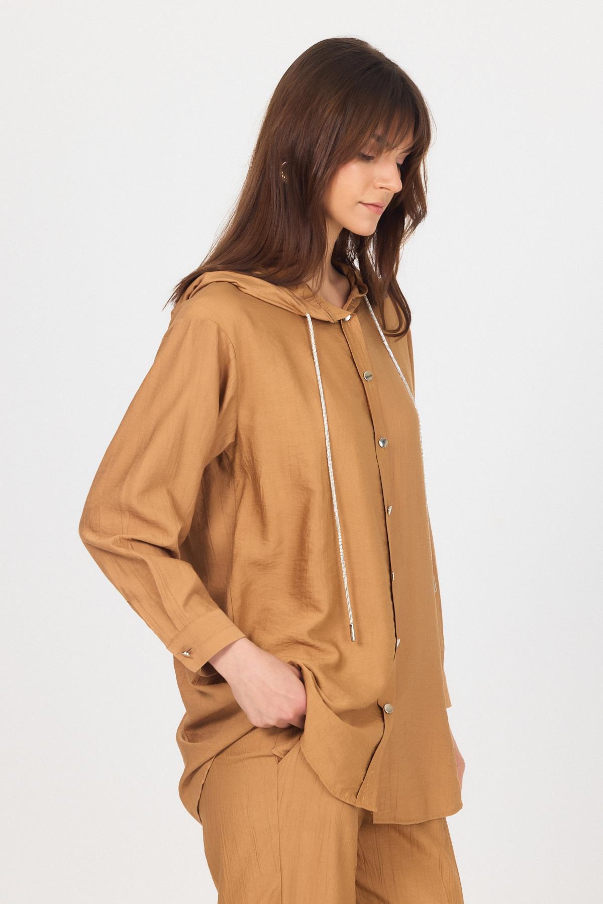 Bisküvi Kapüşonlu Düğmeli İkili Takım 4585A - 3