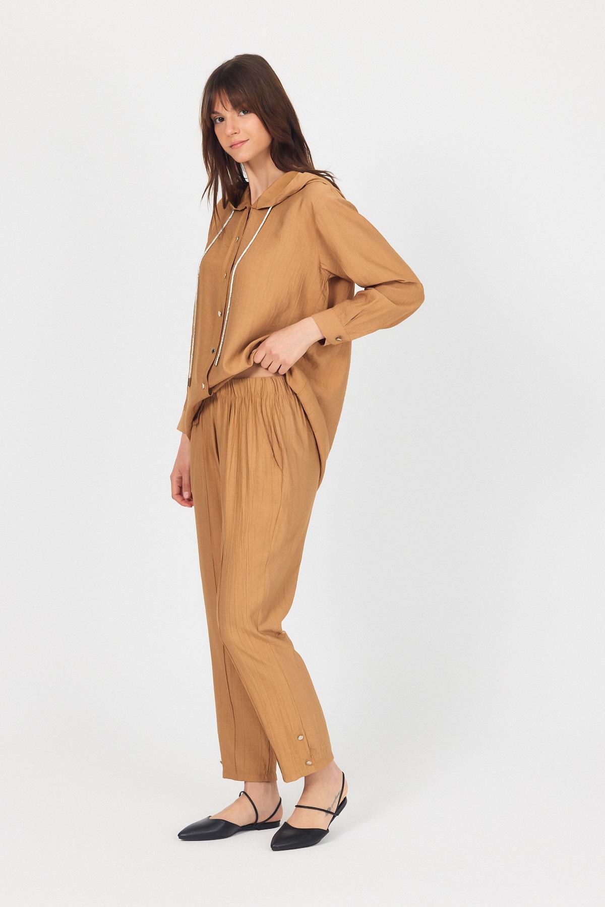 Bisküvi Kapüşonlu Düğmeli İkili Takım 4585A - 6