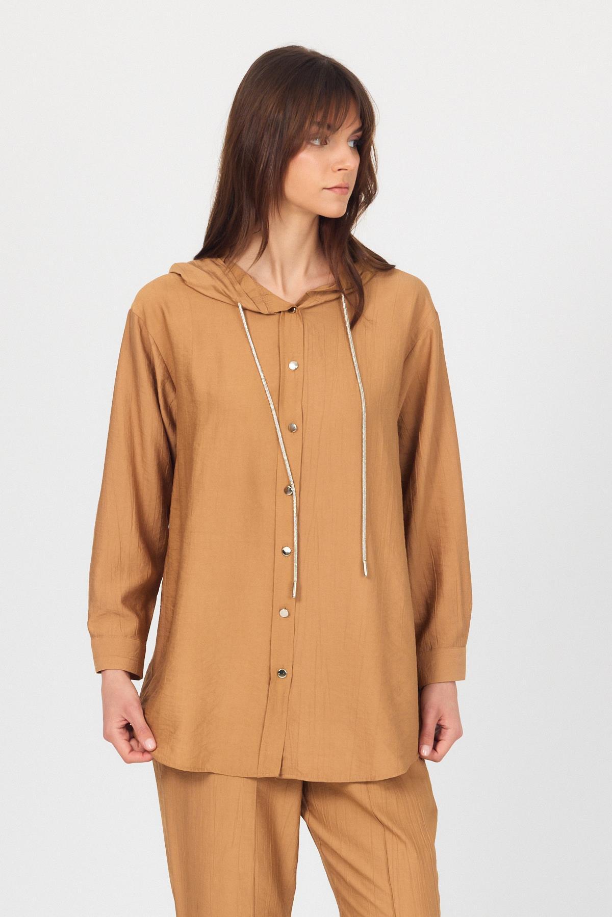 Bisküvi Kapüşonlu Düğmeli İkili Takım 4585A - 7