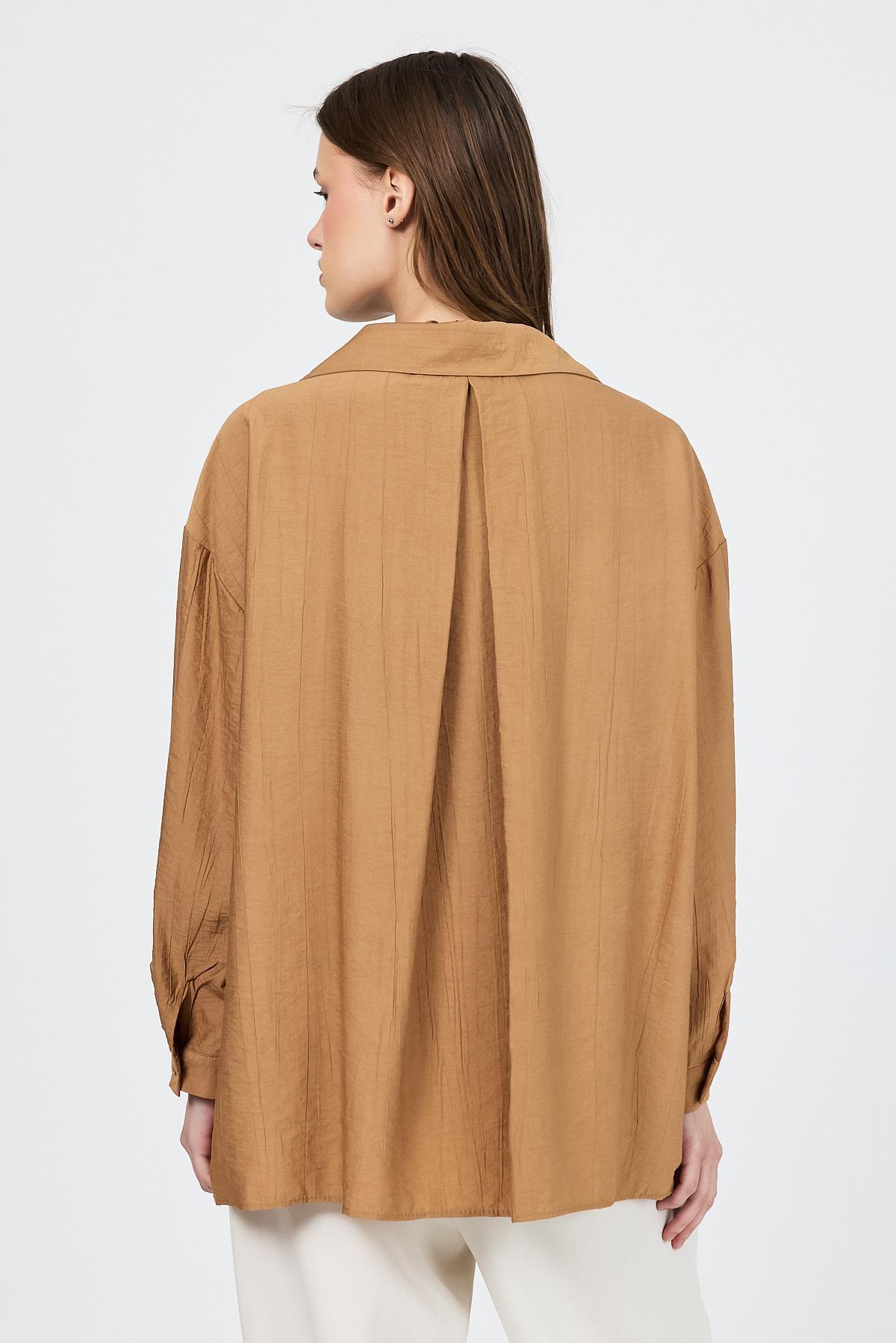 Bisküvi Tek Cep Detaylı Dokuma Gömlek 4641A - 5