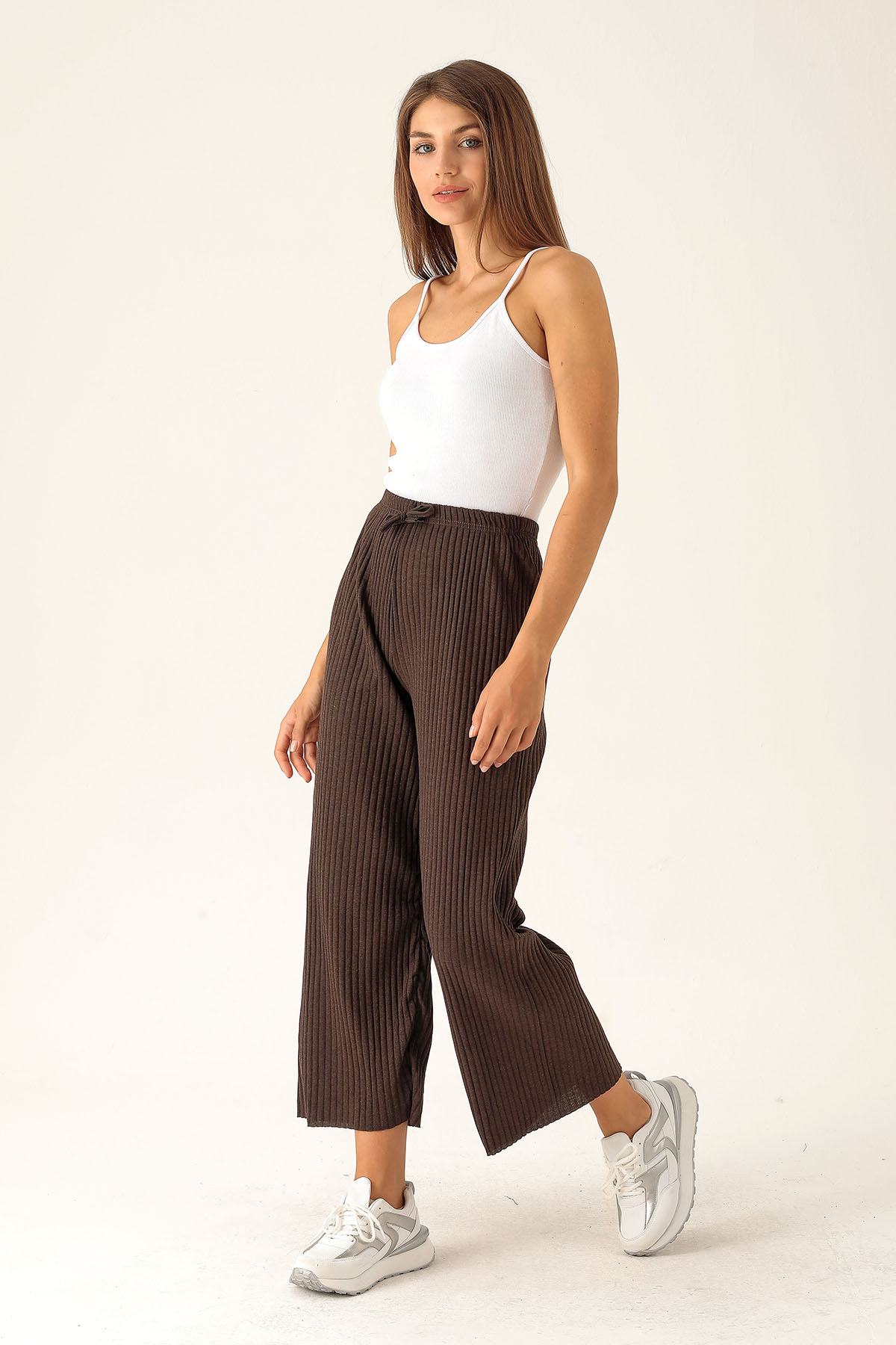 Bol Paça Bayan Pantolon - 2064 Acı Kahve - 2