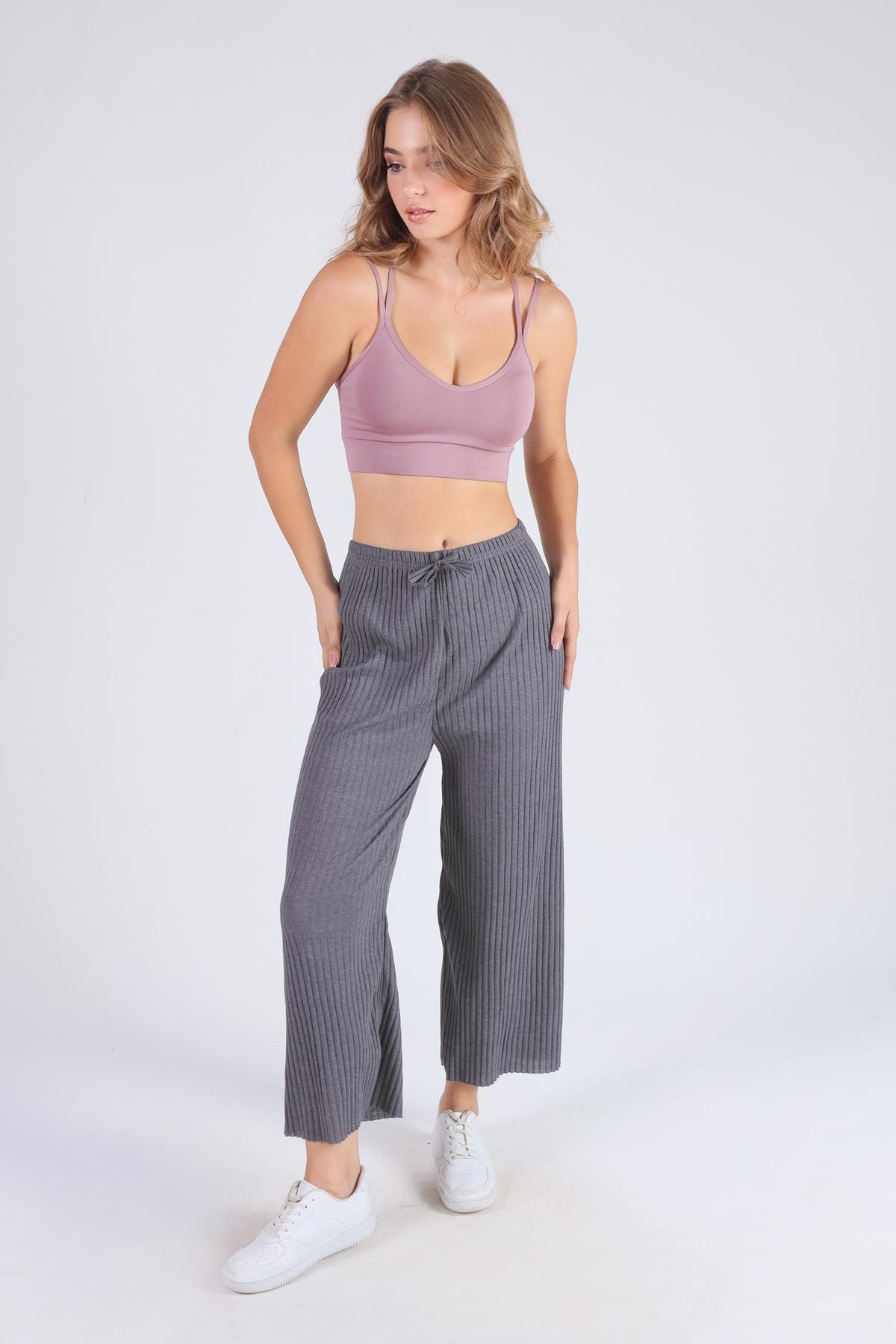 Bol Paça Bayan Pantolon - 2064 Füme 