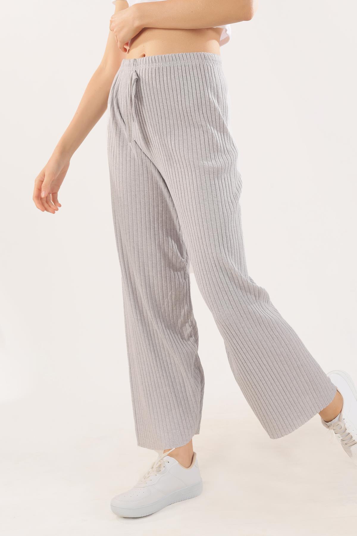 Bol Paça Bayan Pantolon - 2064 Gri - 2