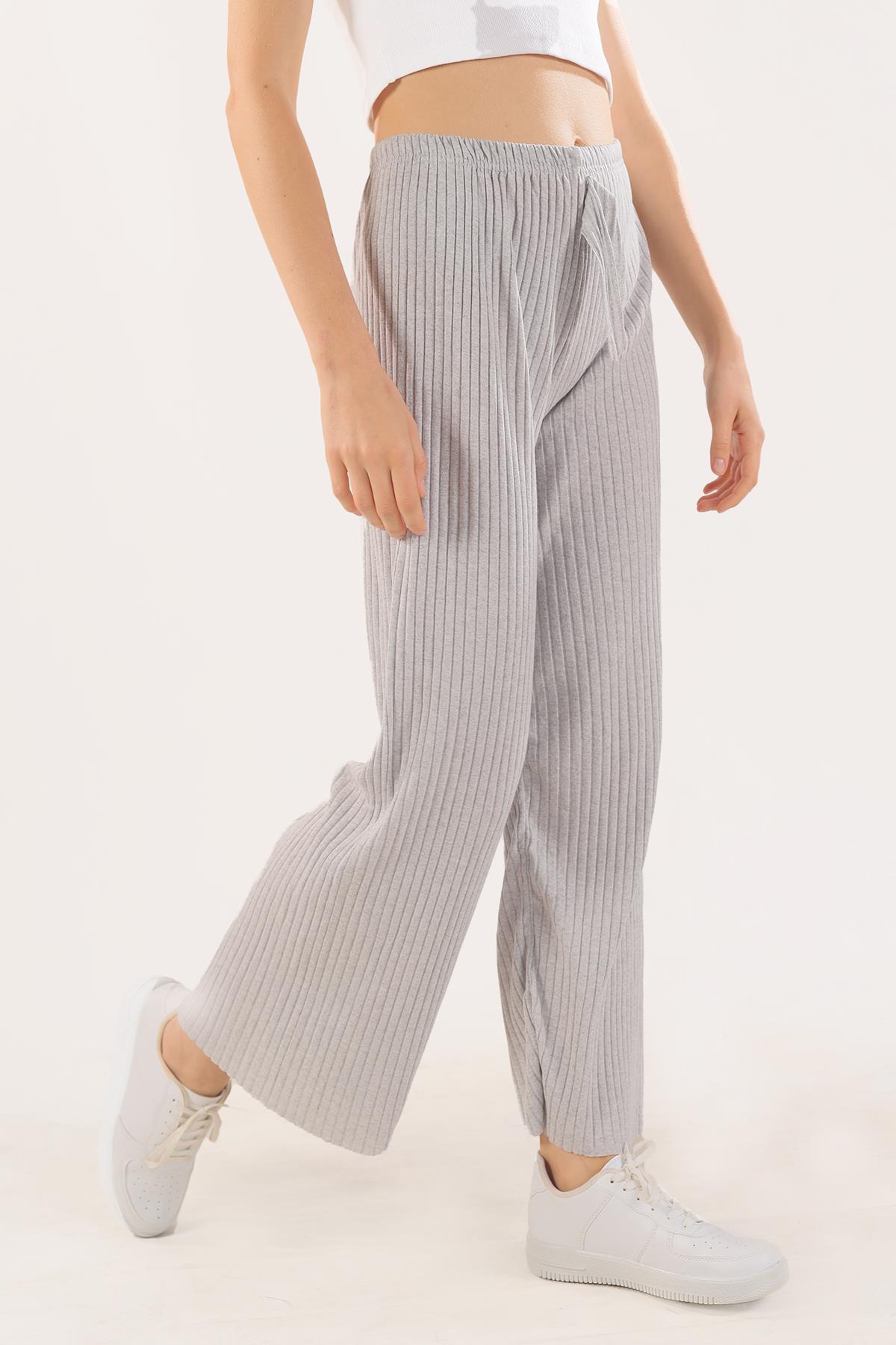 Bol Paça Bayan Pantolon - 2064 Gri - 1