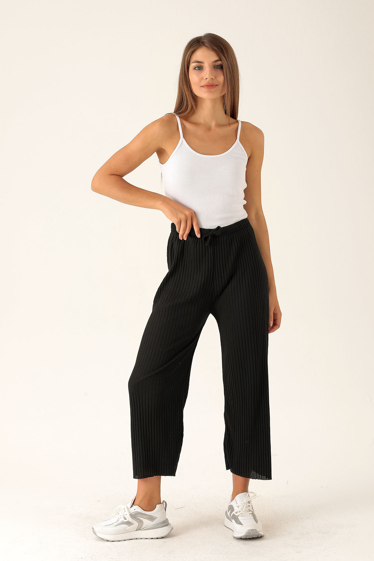 Bol Paça Bayan Pantolon - 2064 Siyah - 2