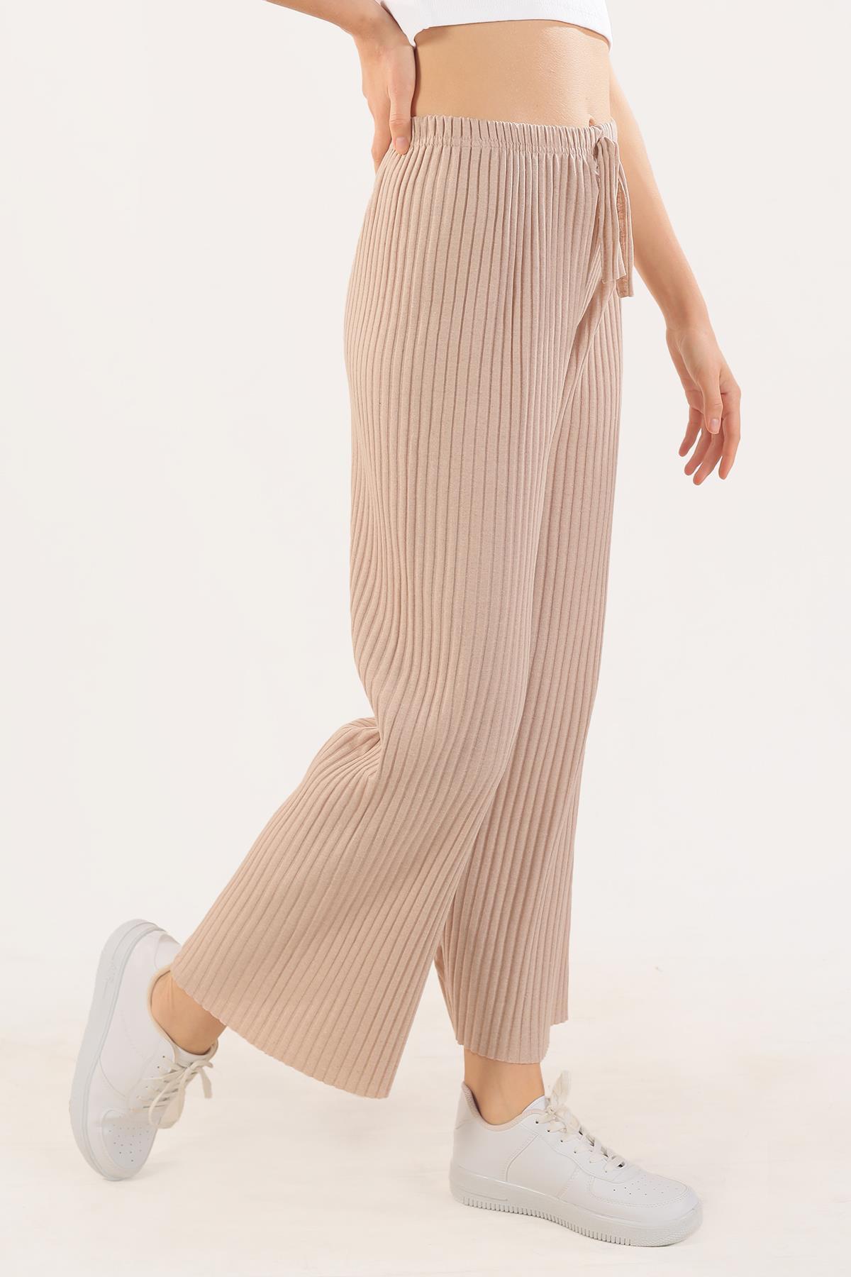 Bol Paça Bayan Pantolon - 2064 Taş - 1