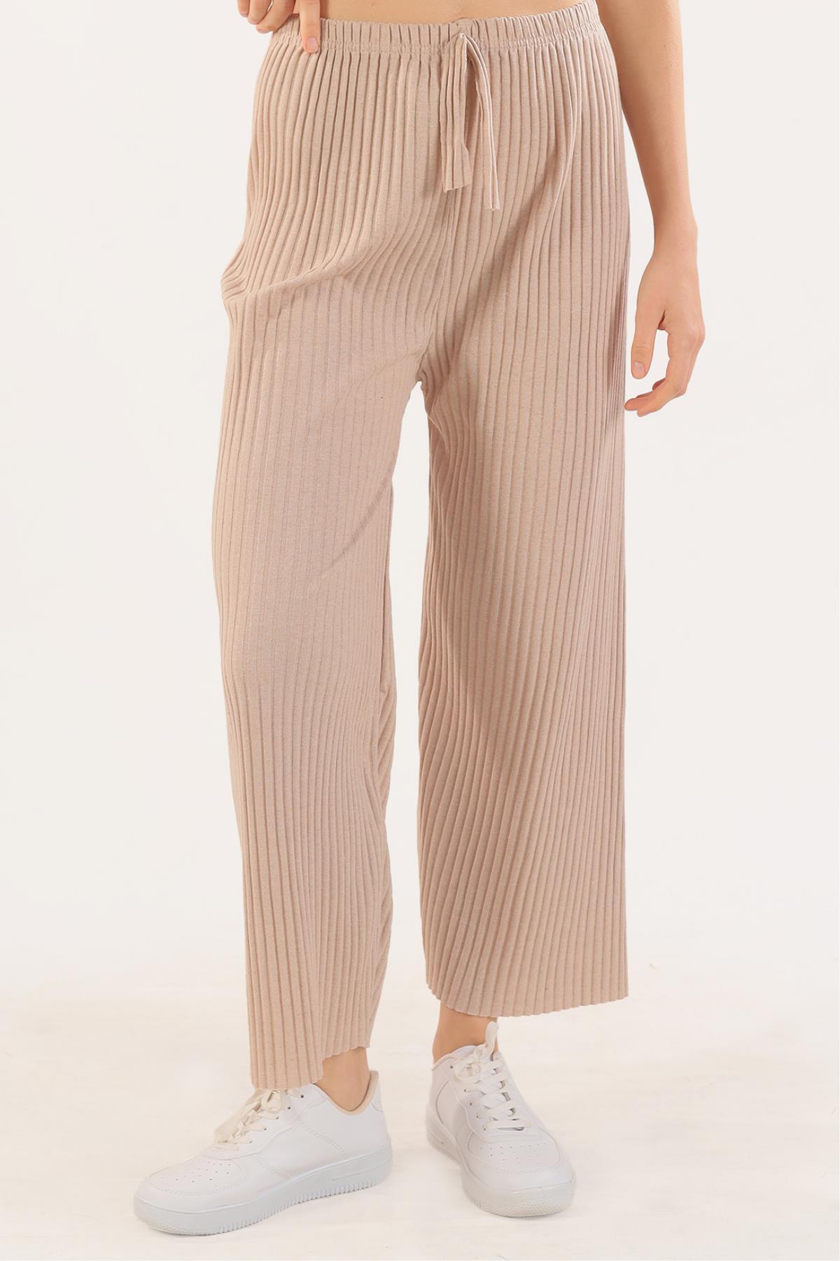 Bol Paça Bayan Pantolon - 2064 Taş - 3