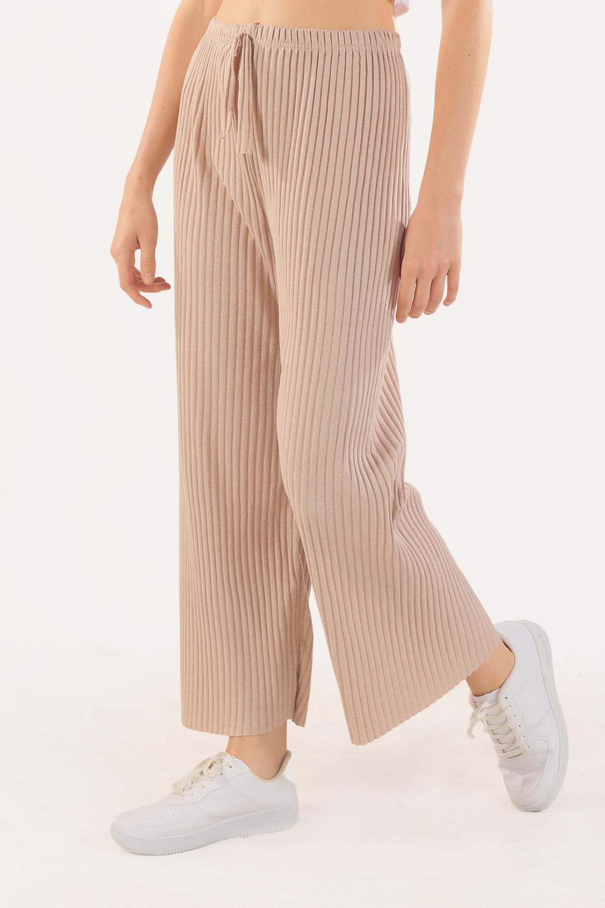 Bol Paça Bayan Pantolon - 2064 Taş - 4