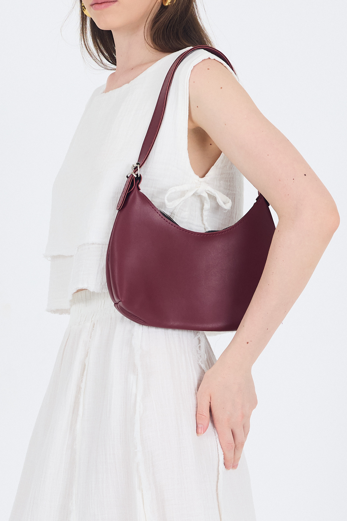 Bordo Baget El ve Omuz Çantası 9214 - 5