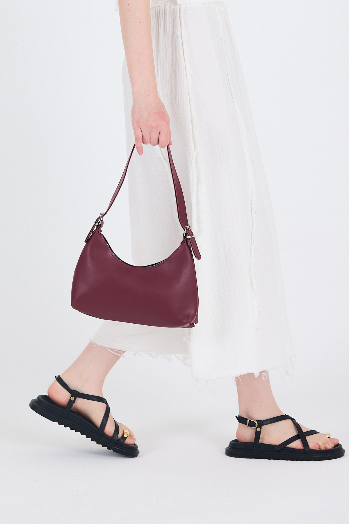 Bordo Baget El ve Omuz Çantası 9214 