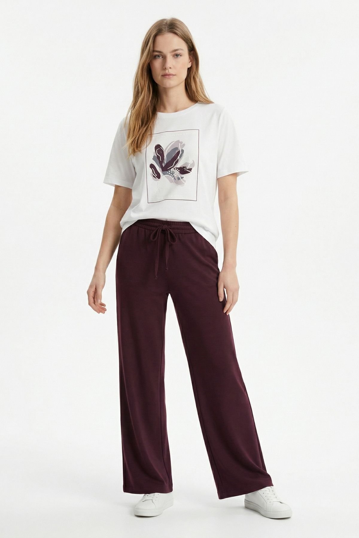 Bordo Baskılı Tişört Eşofman Takım 8305 - 2