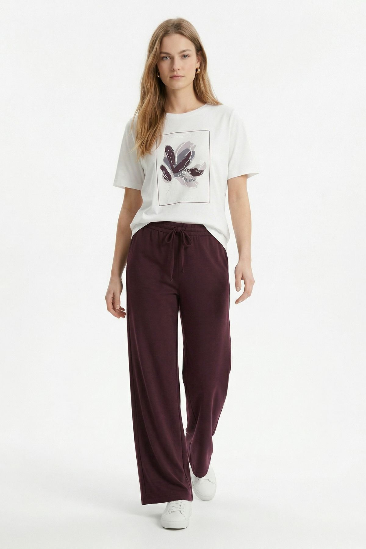 Bordo Baskılı Tişört Eşofman Takım 8305 - 3